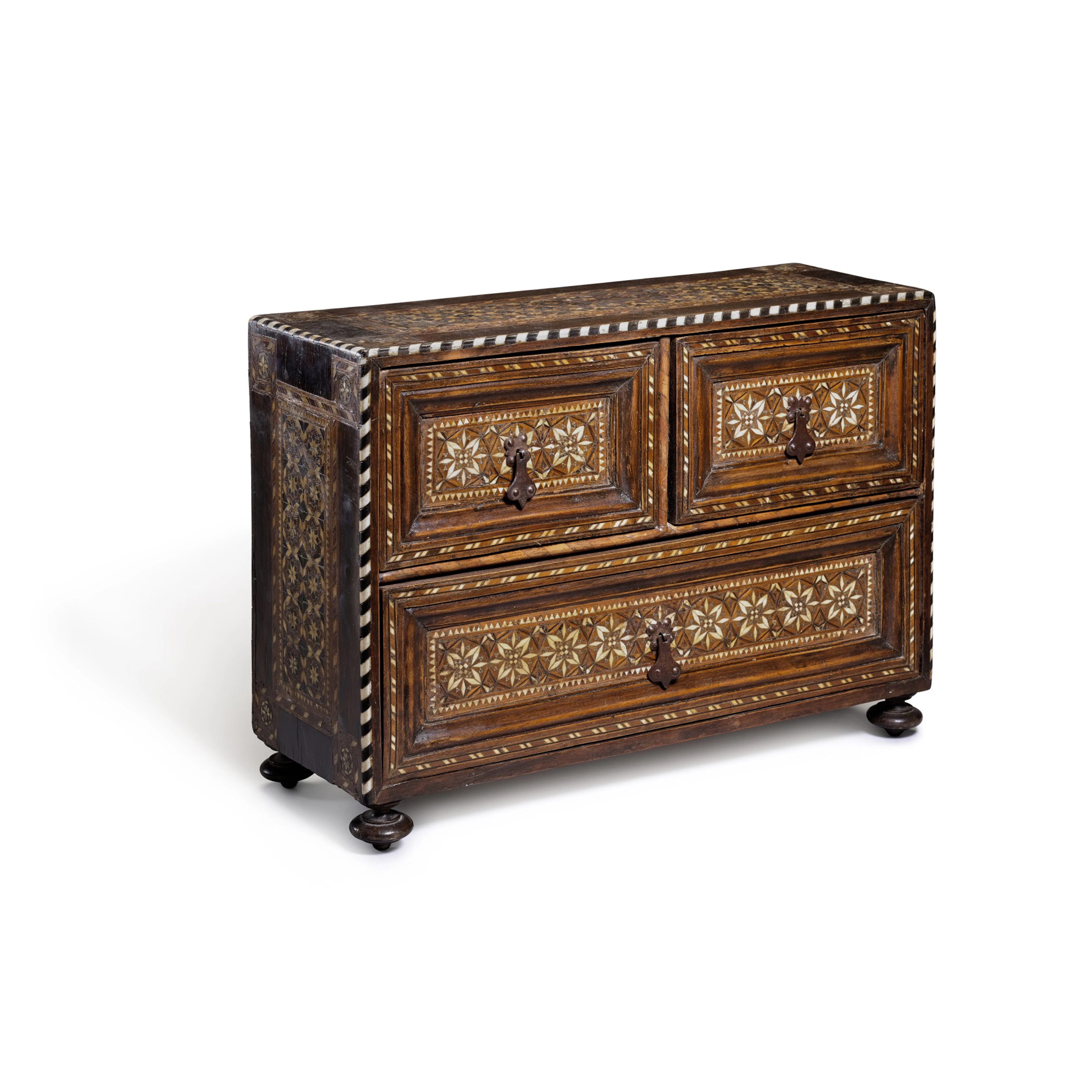 A Nasrid or post-Nasrid ivory and bone-inlaid wood chest