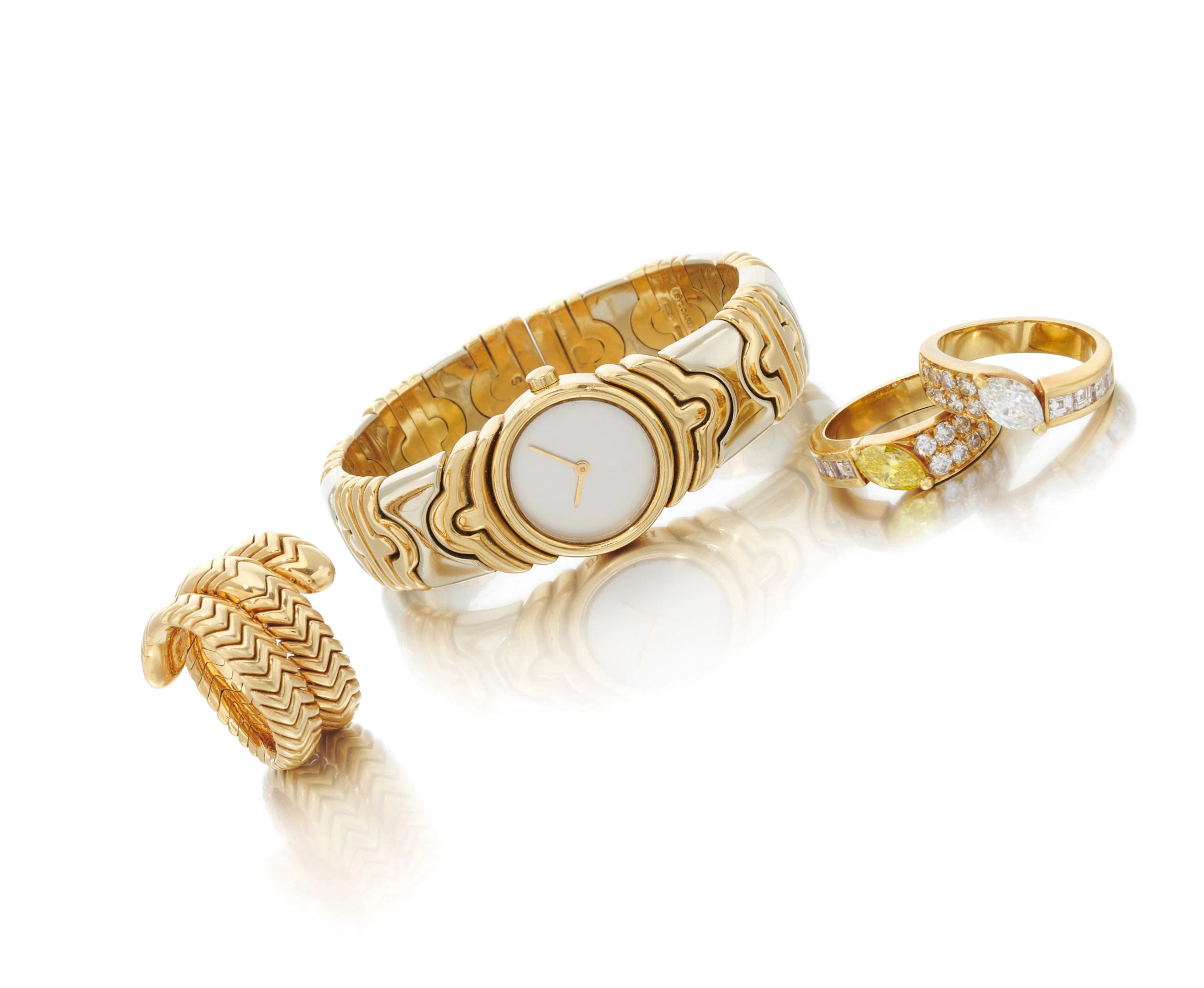 'Parentesi' bracelet-watch and 'Spiga' ring