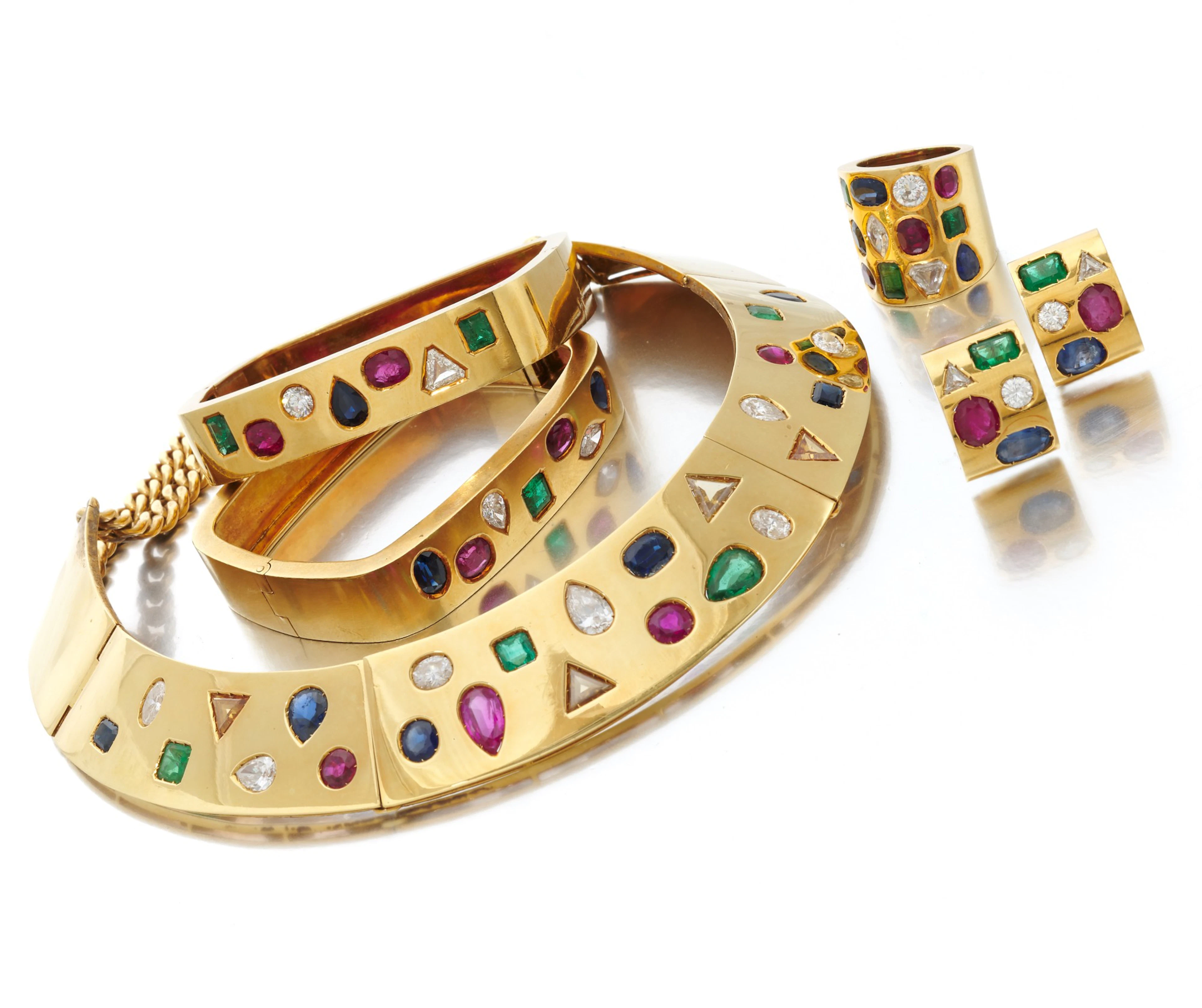 Gem-set and diamond Parure (Parure in diamanti e pietre di colore)