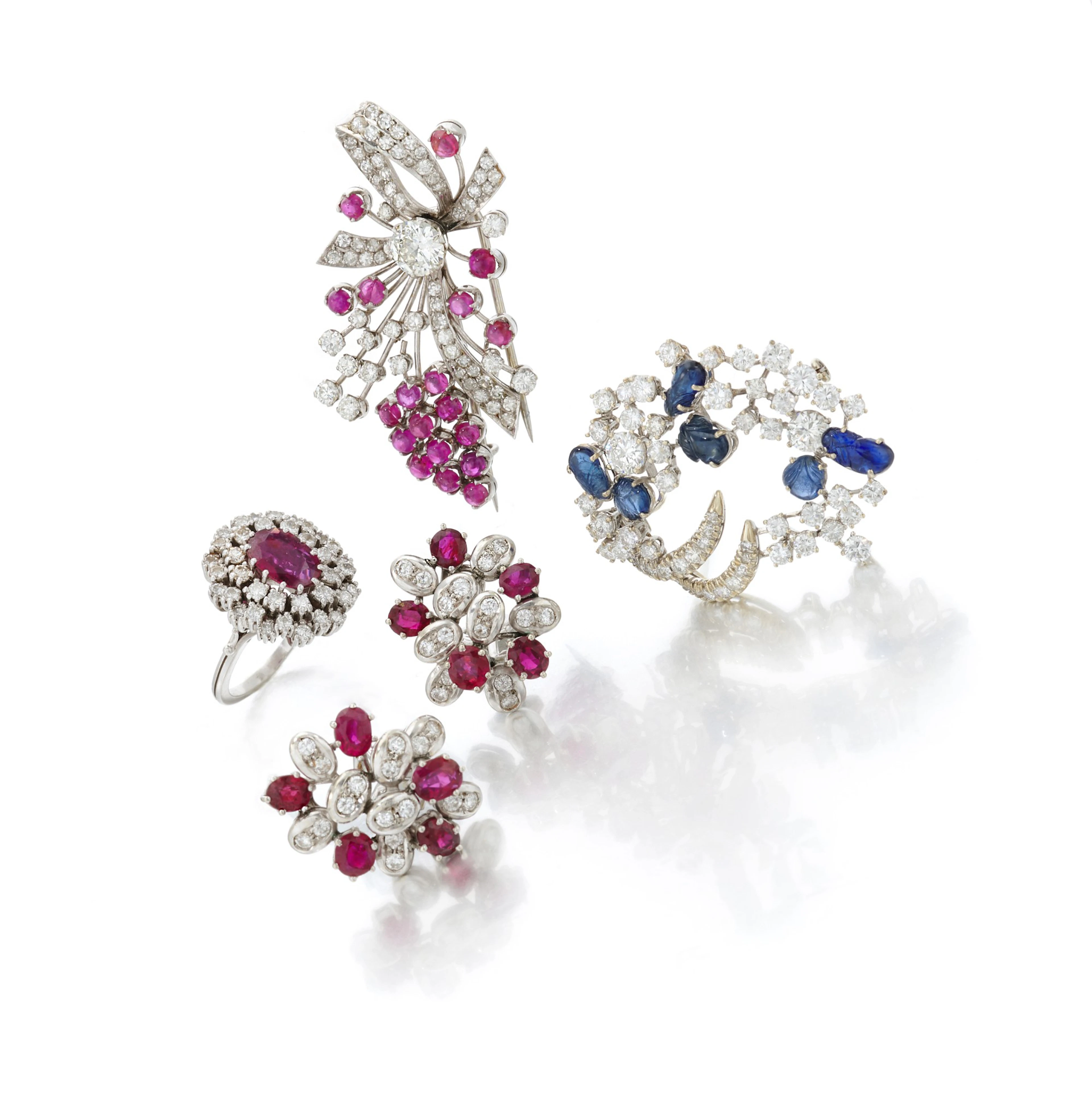 Sapphire and diamond brooch
