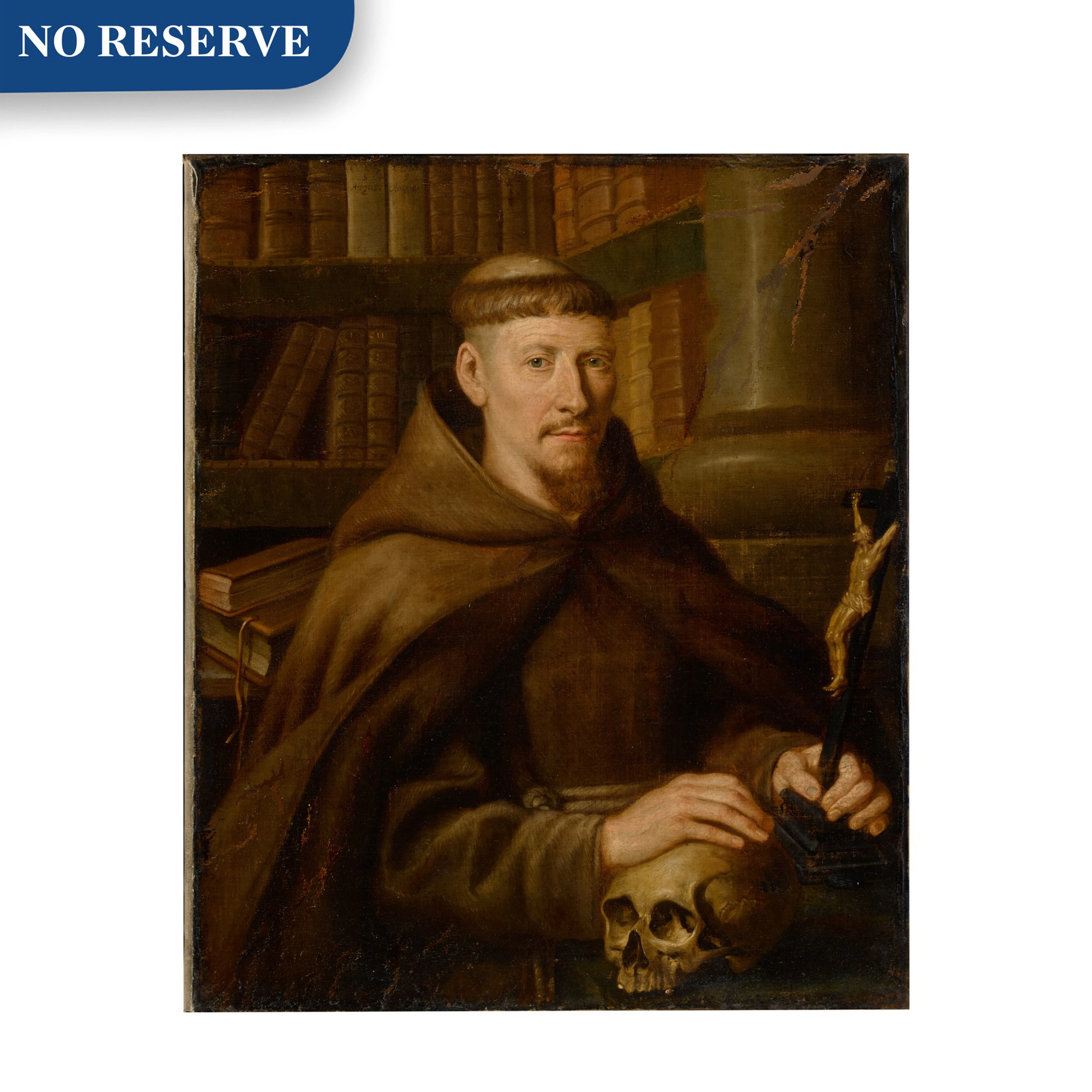 Portrait of a Capuchin monk in a library