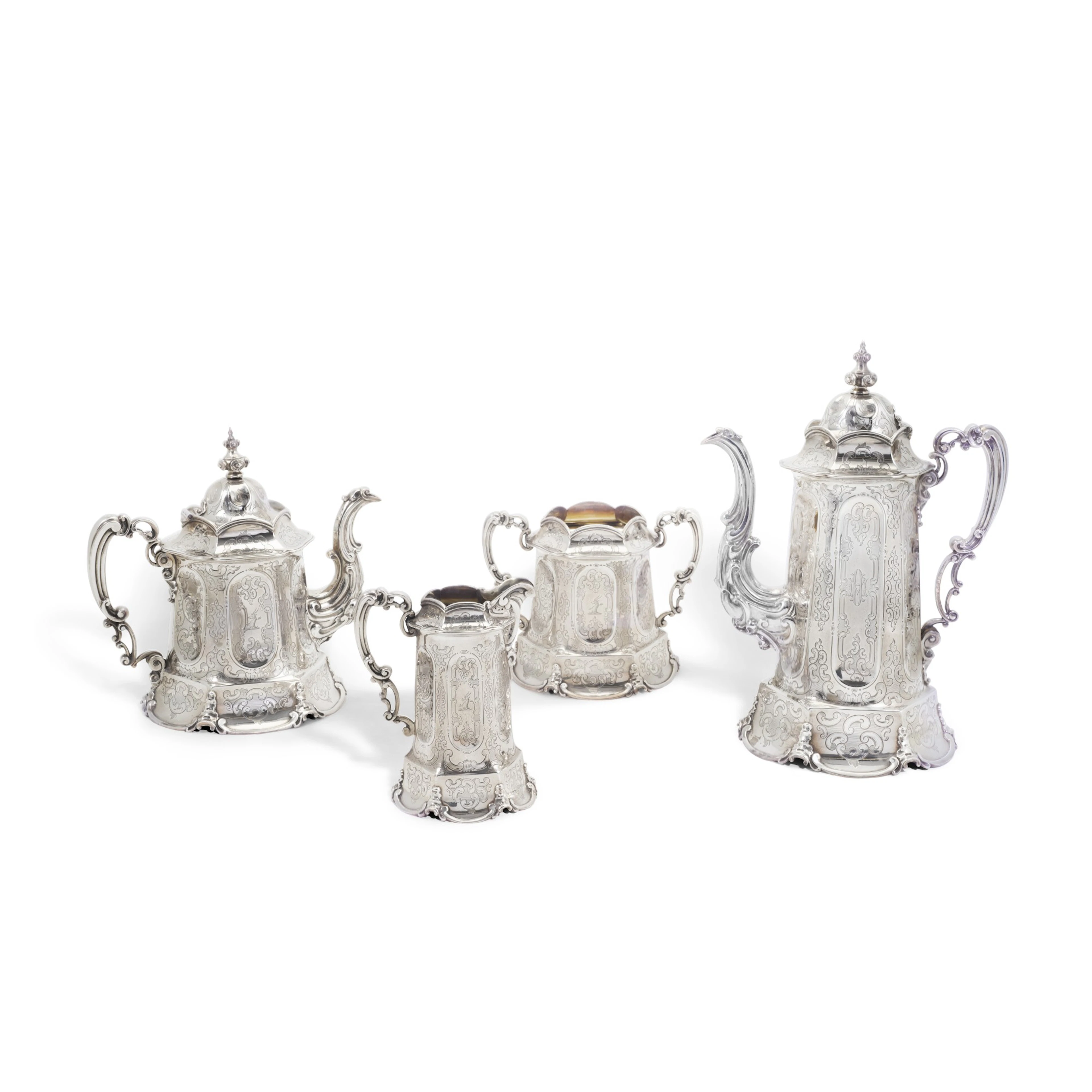 A Victorian silver four piece tea service