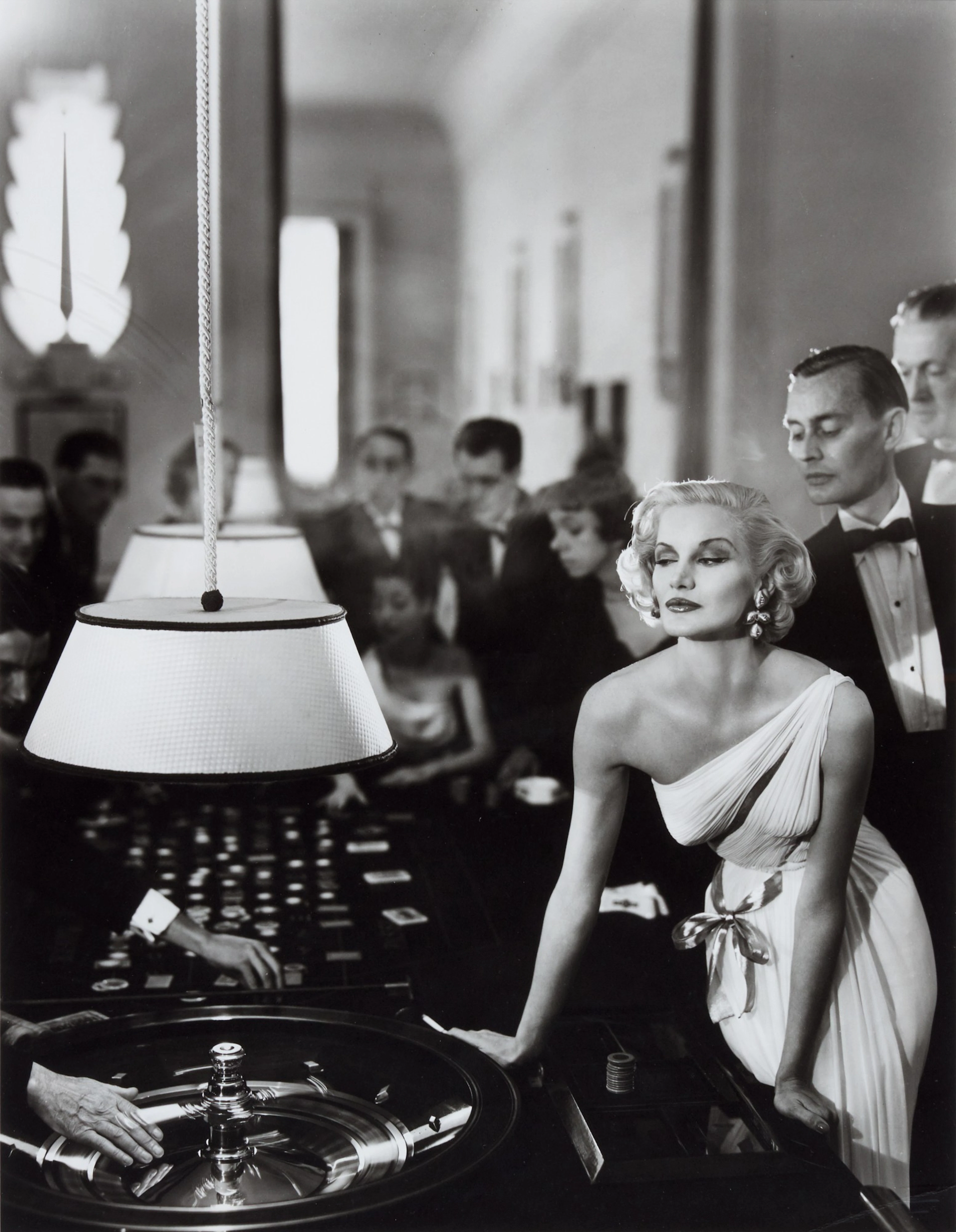 'Sunny Harnett', Evening dress by Grès, Casino, Le Touquet, August 1954