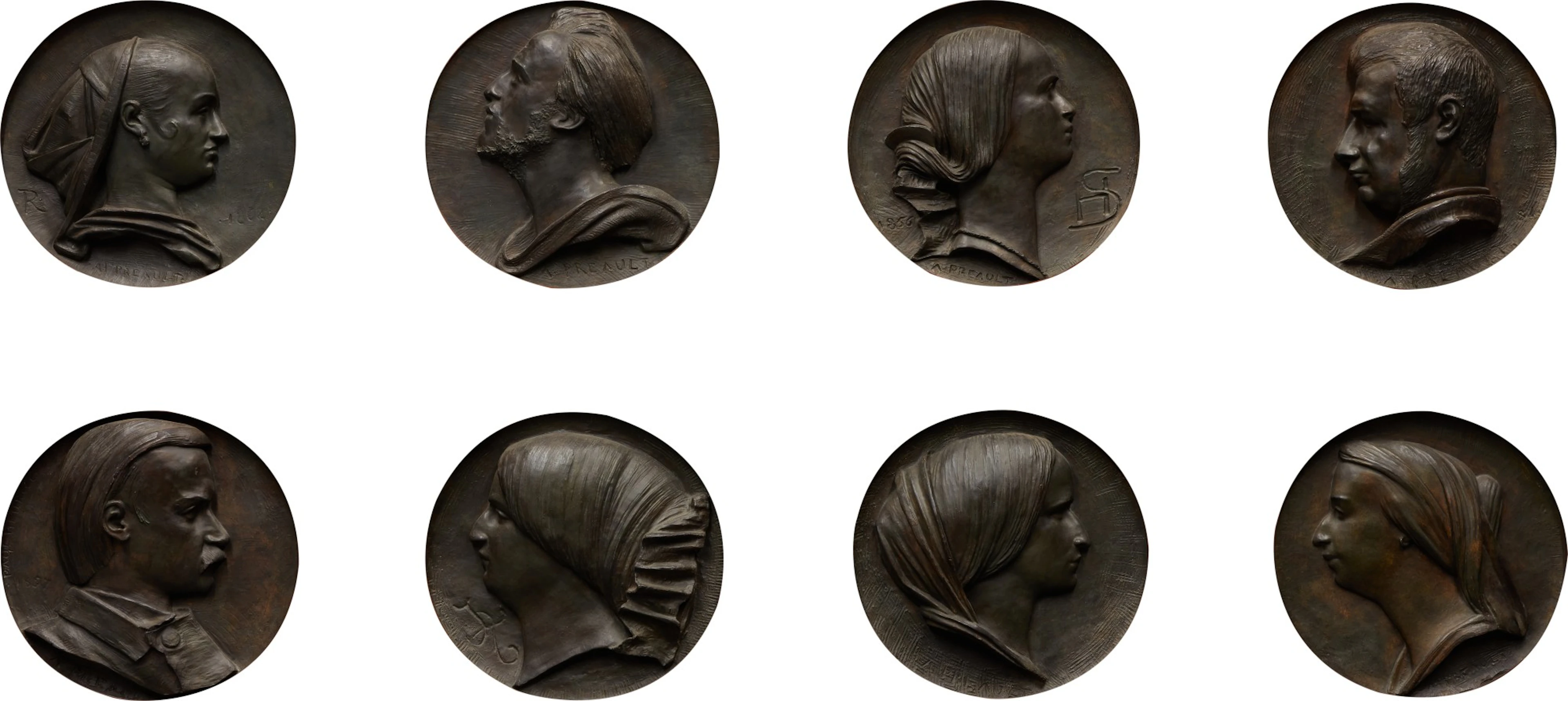 Eight Portrait Medallions depicting artists