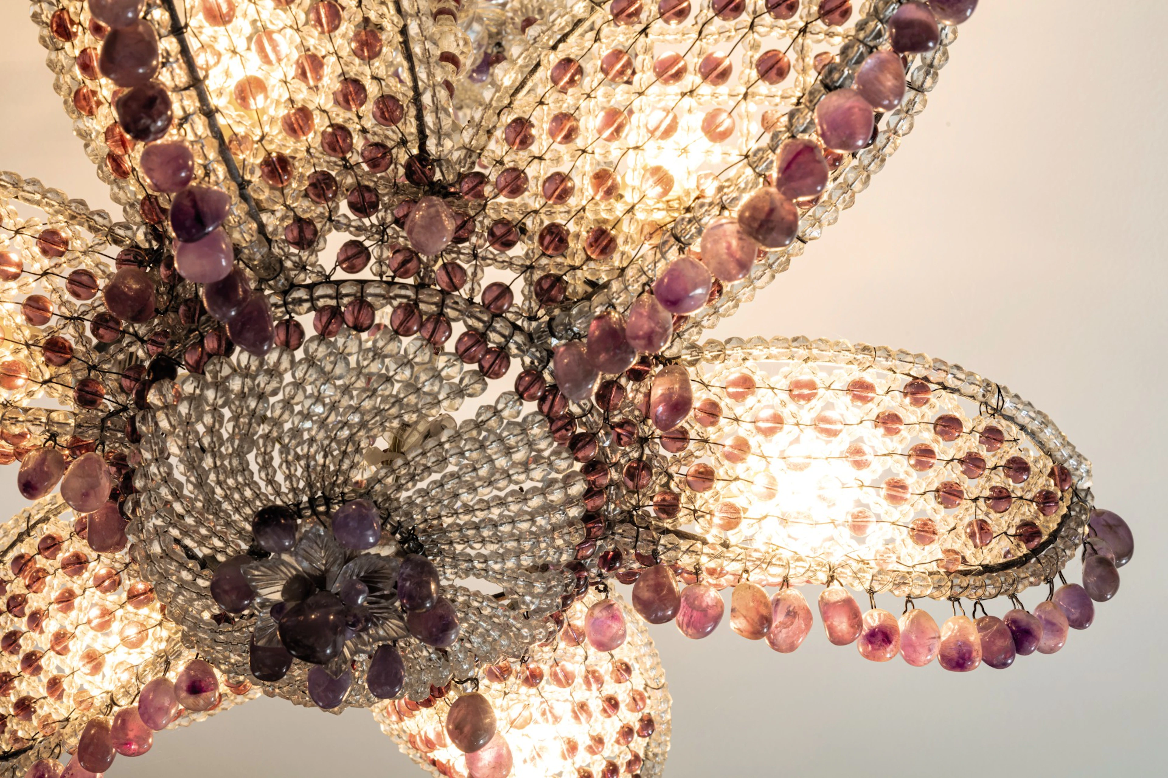 A crystal and glass chandelier