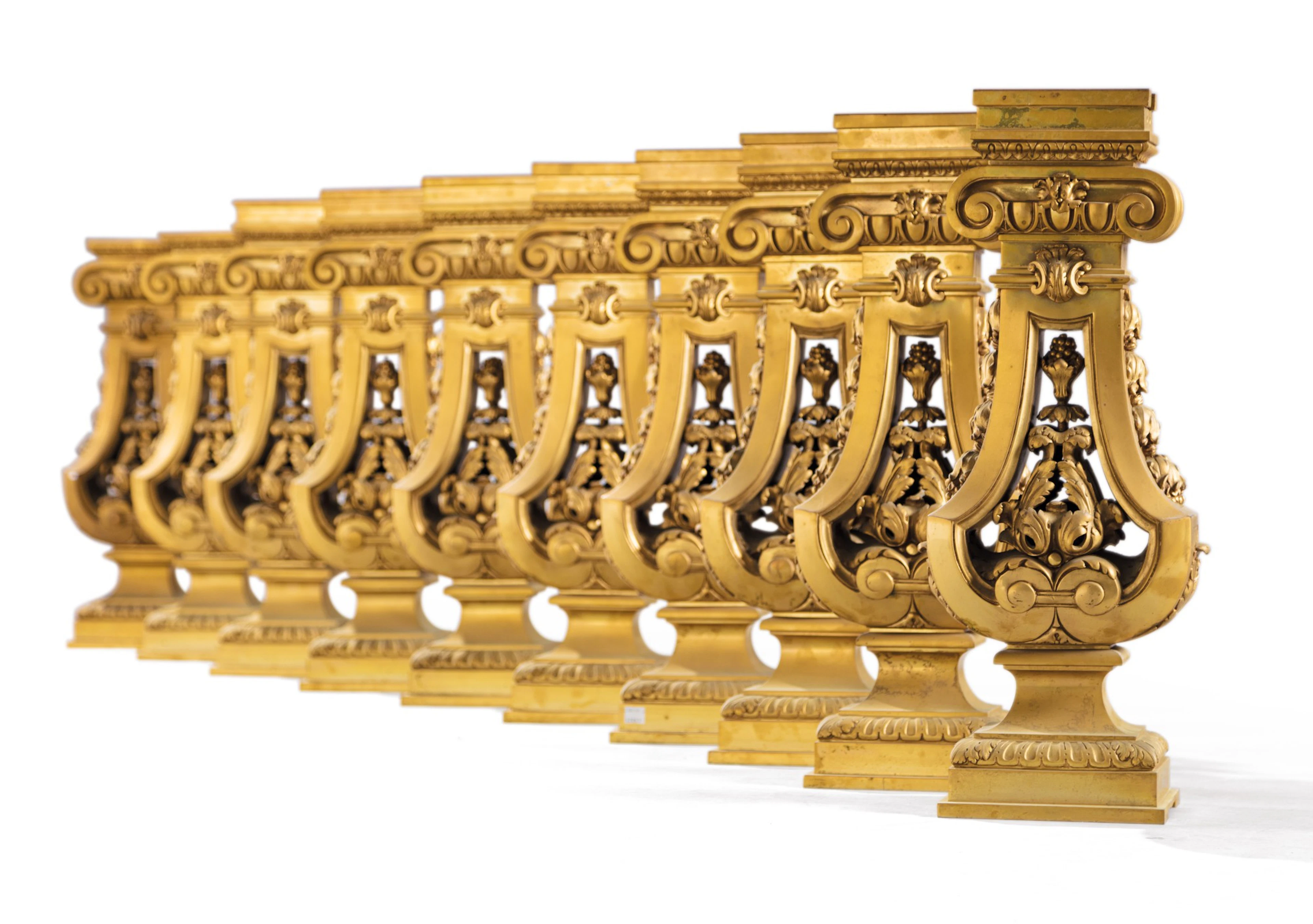 A set of ten Louis XIV style gilt-bronze columns