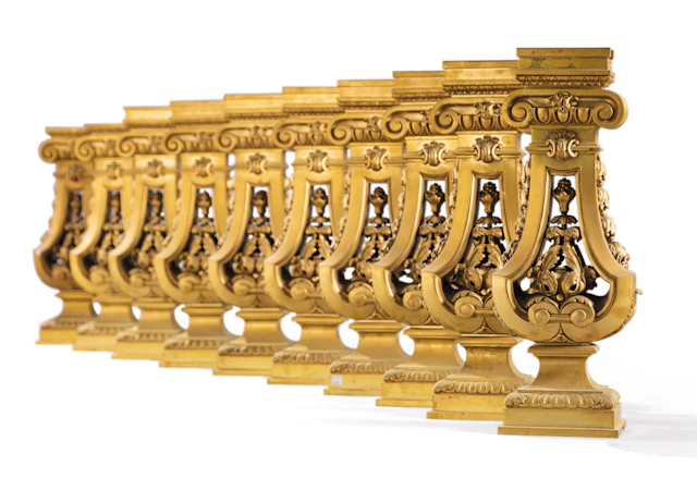 A set of ten Louis XIV style gilt-bronze columns
