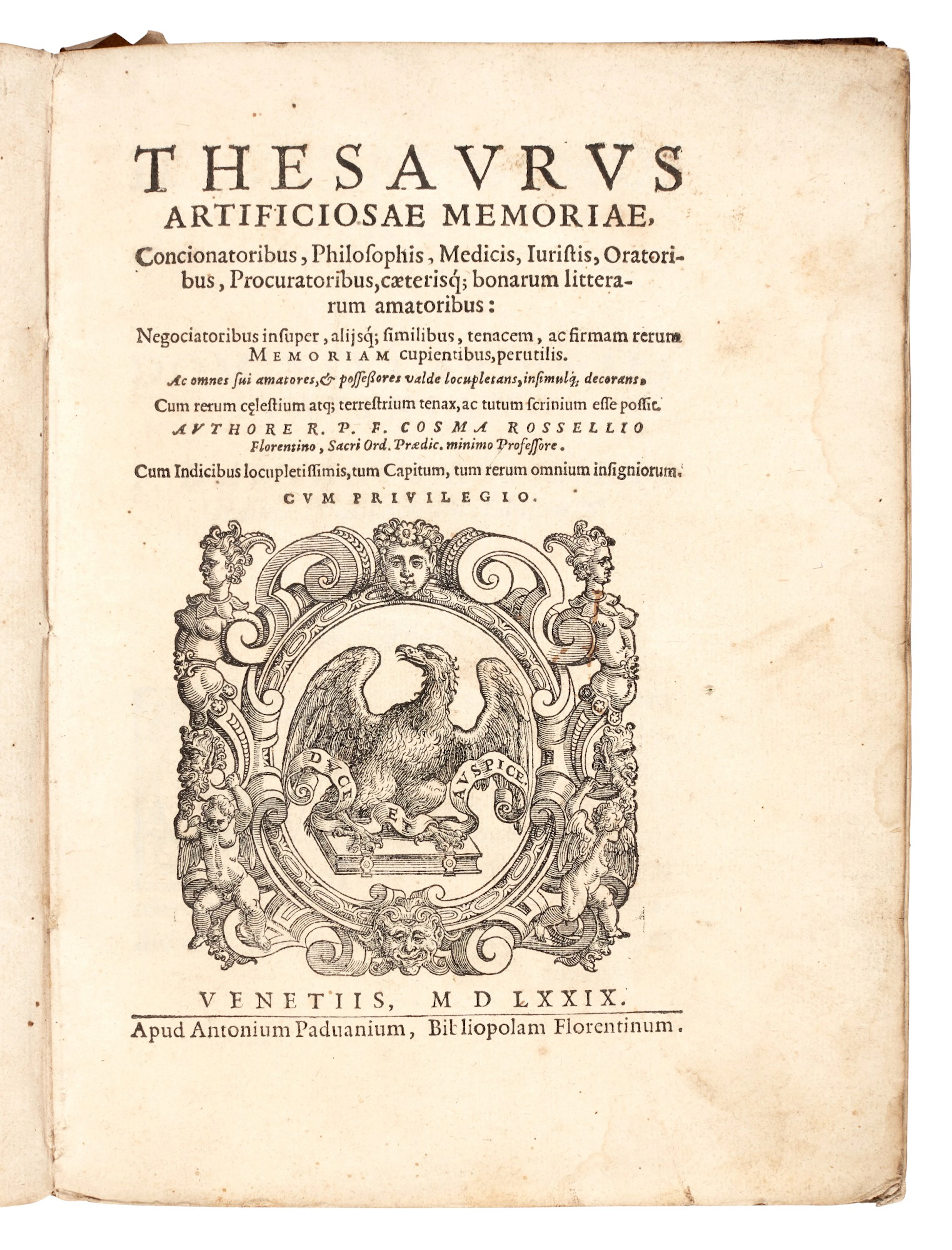 Rosselli, Thesaurus artificiosae memoriae, Venice, 1579, limp vellum