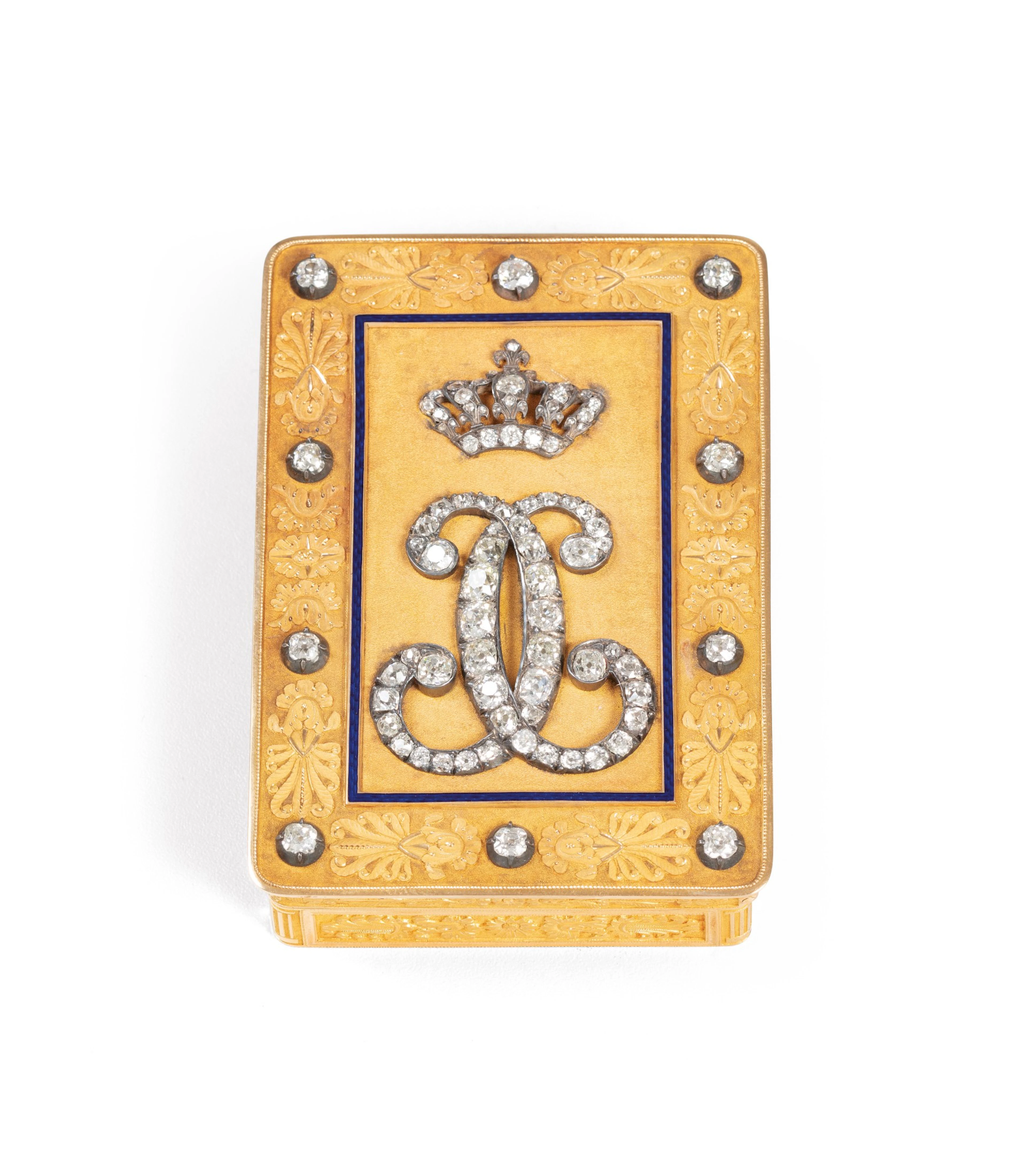 A jewelled gold and enamel Royal presentation snuff box