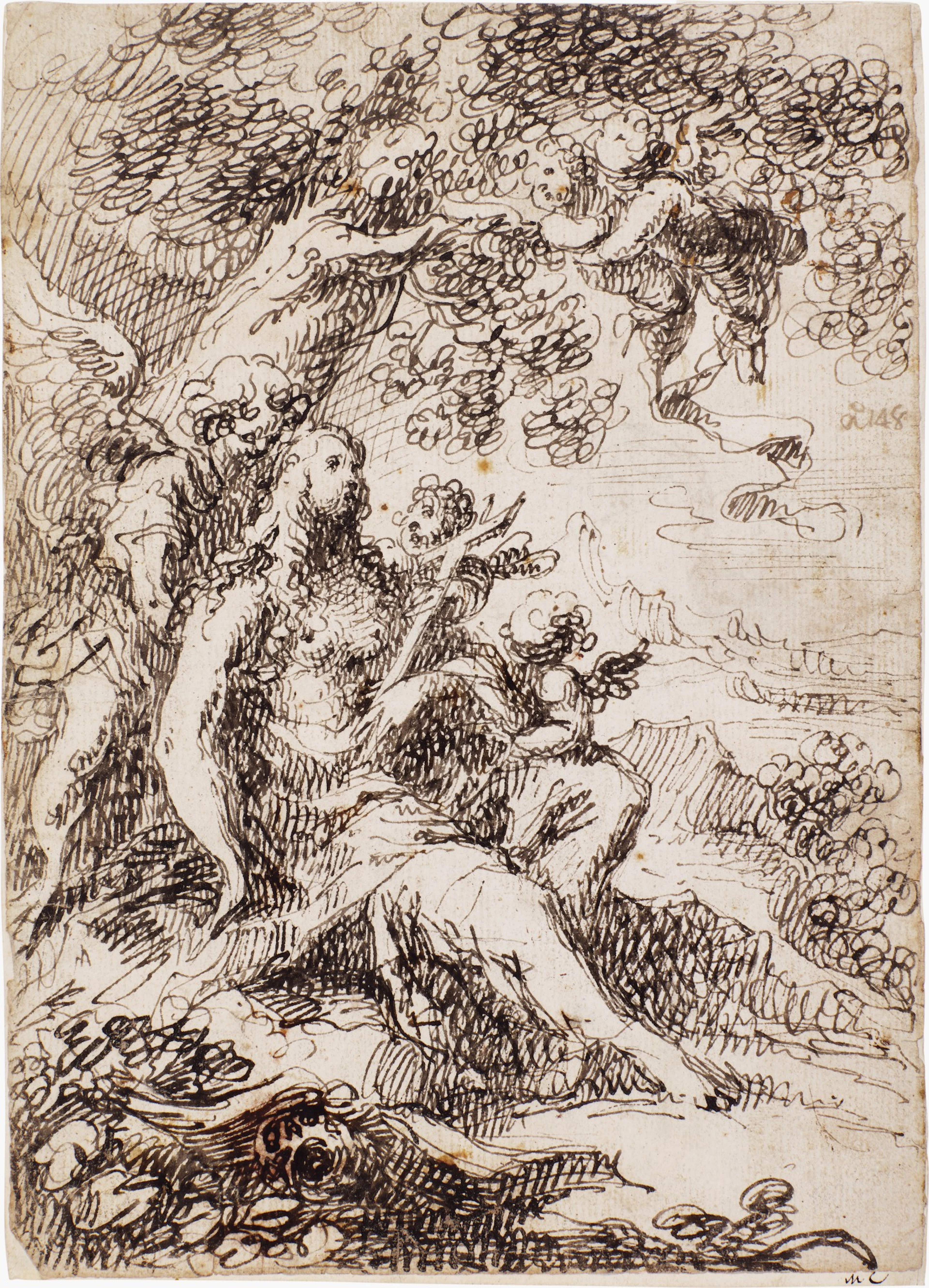 Penitent Magdalene with an angel and winged putti