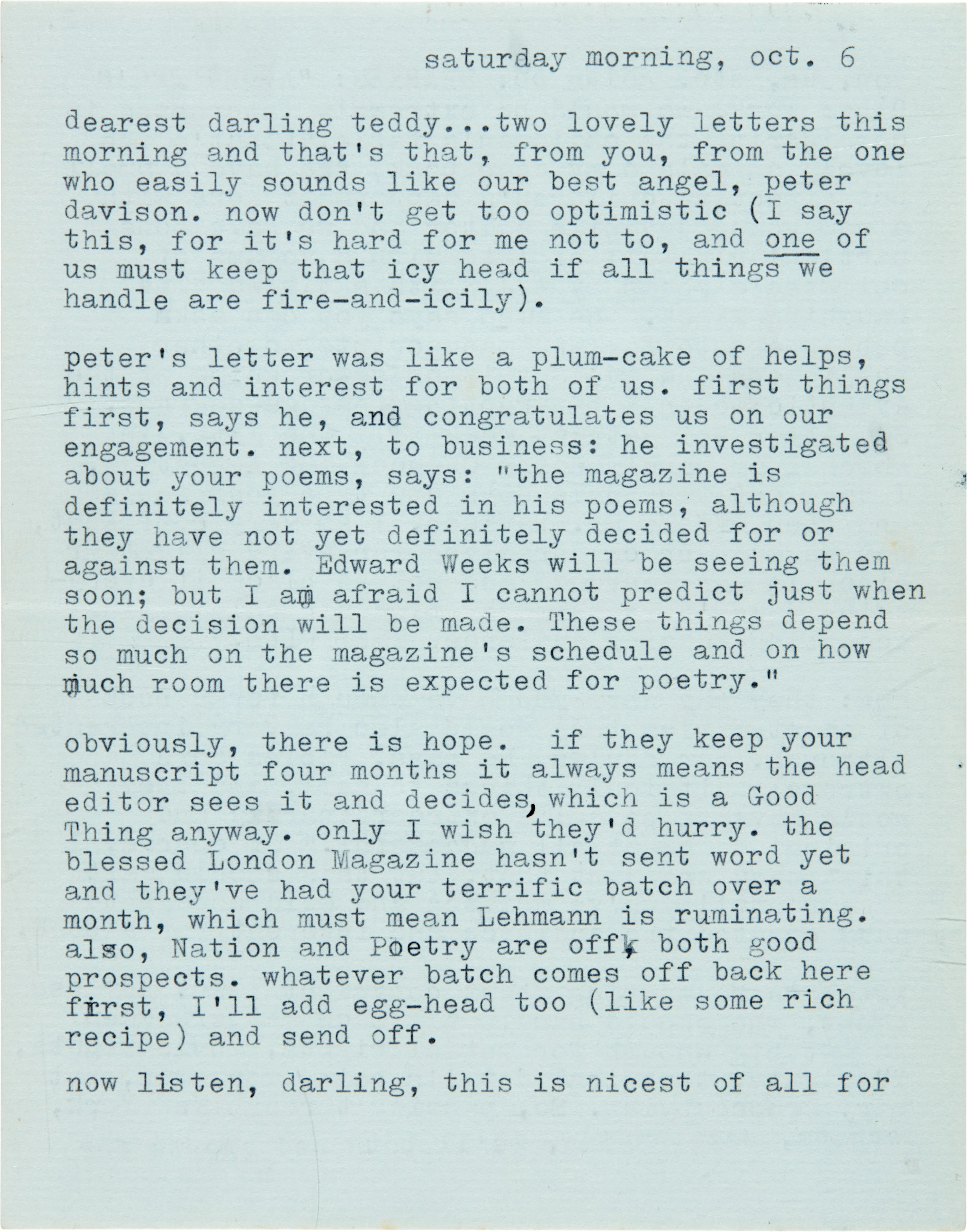 Sylvia Plath | Typed letter signed