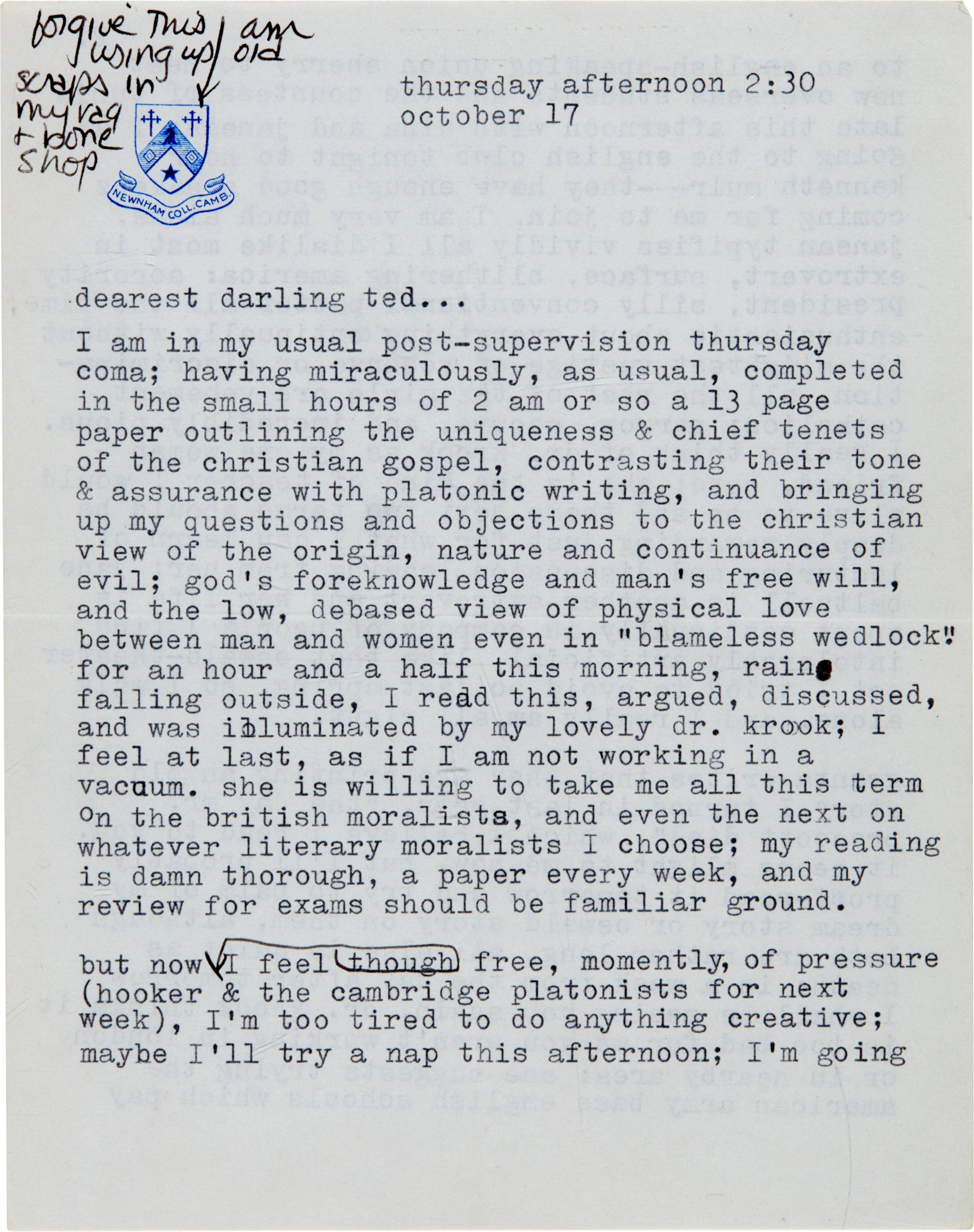 Sylvia Plath | Typed letter signed