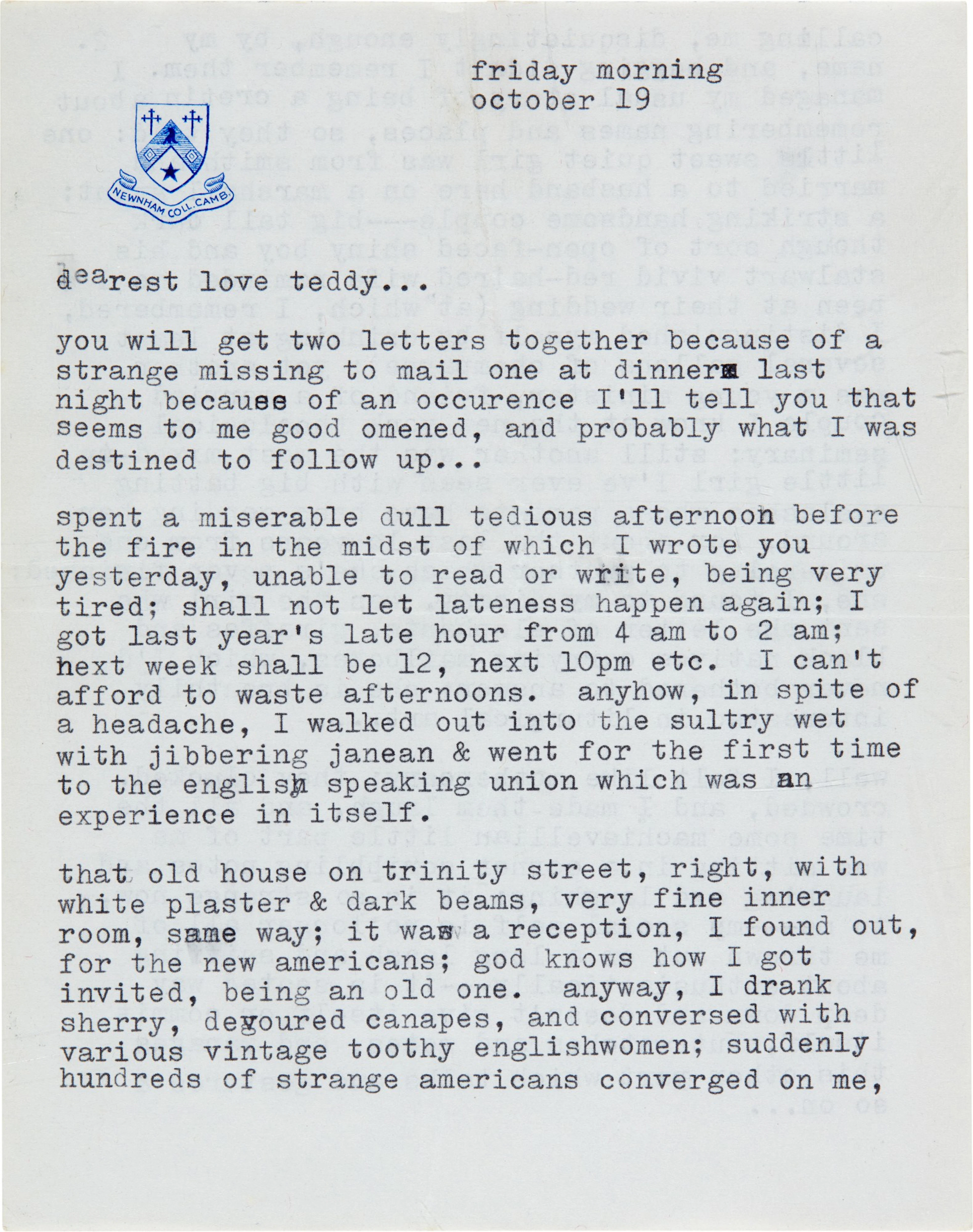 Sylvia Plath | Typed letter signed