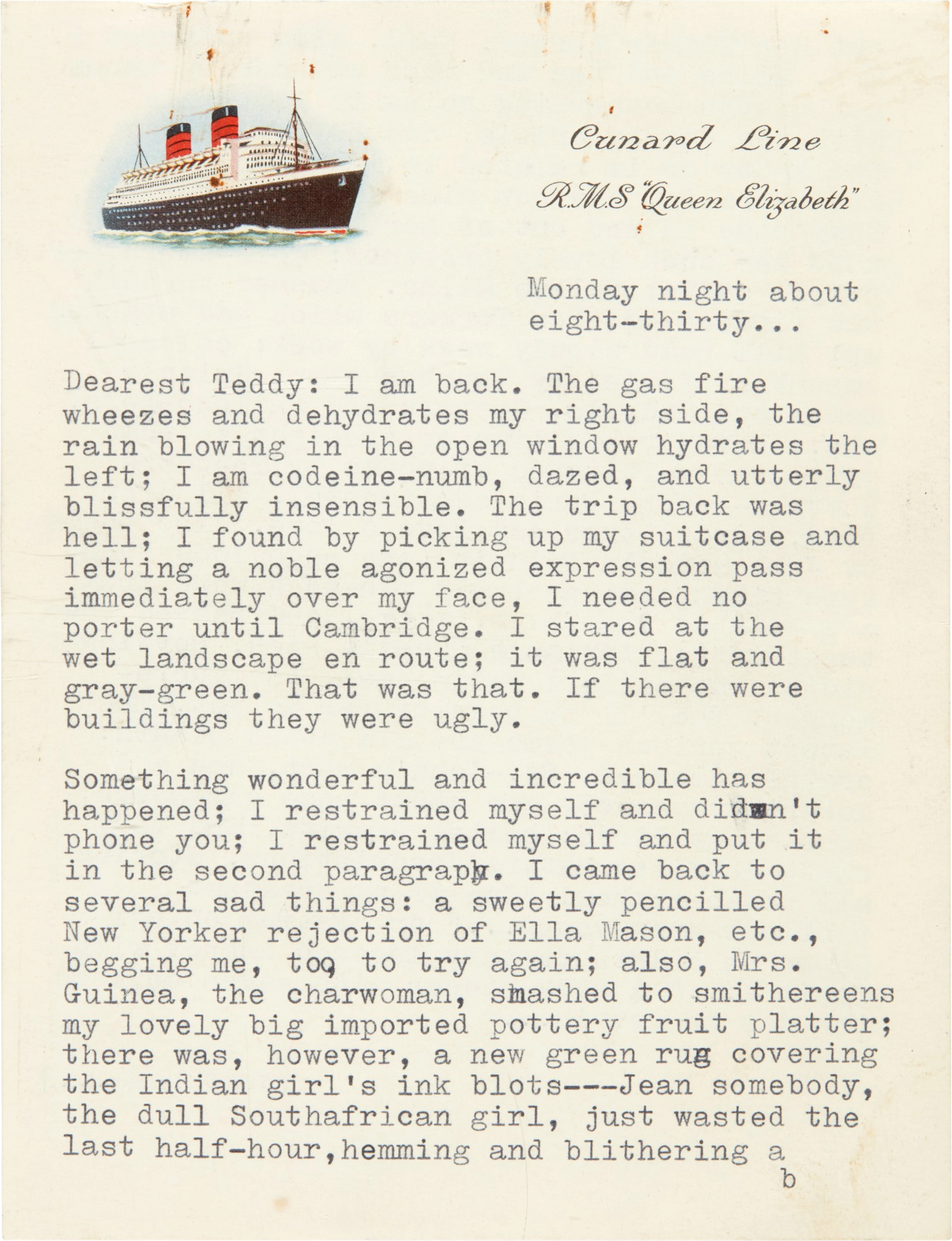 Sylva Plath | Typed letter signed