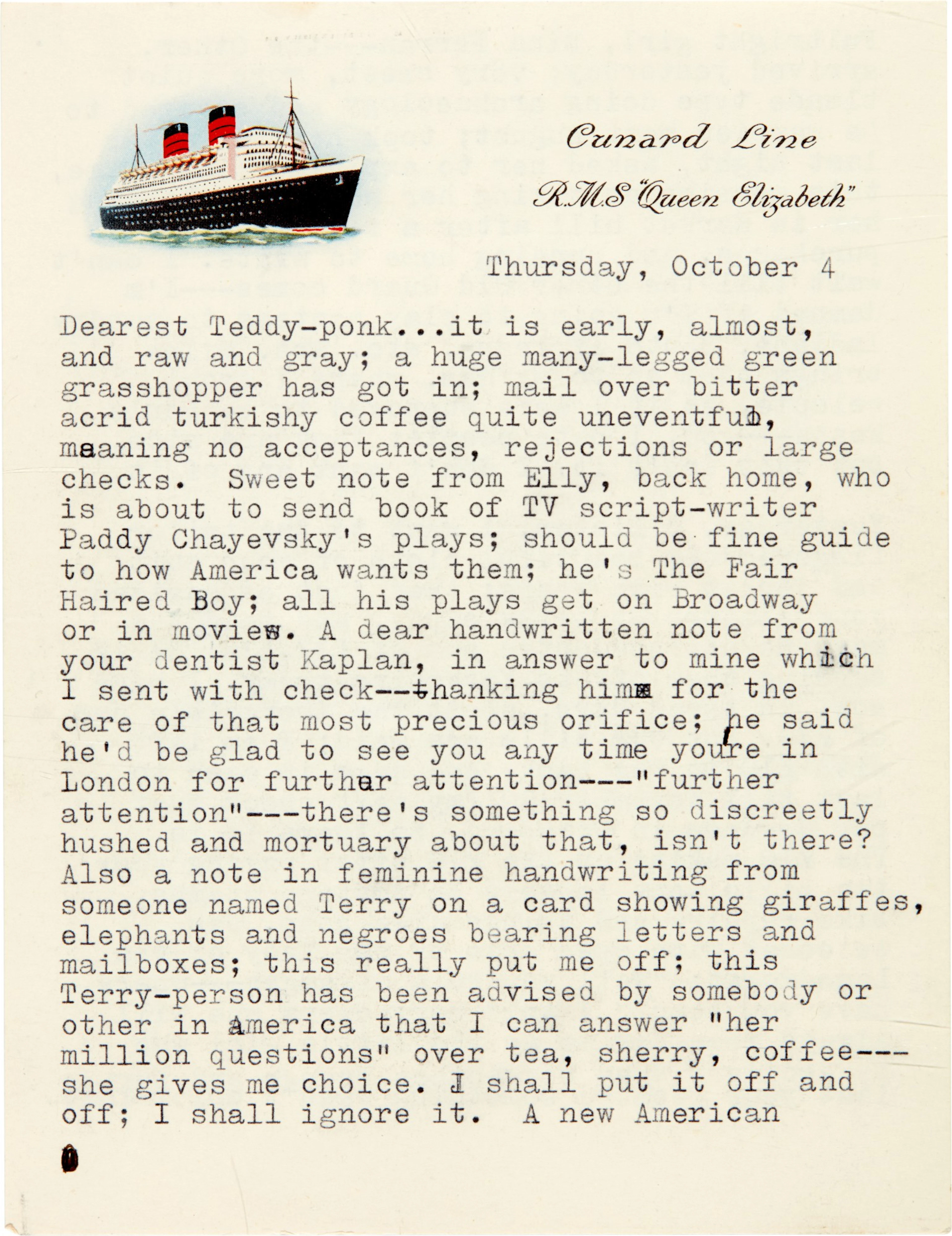 Sylvia Plath | Typed letter signed