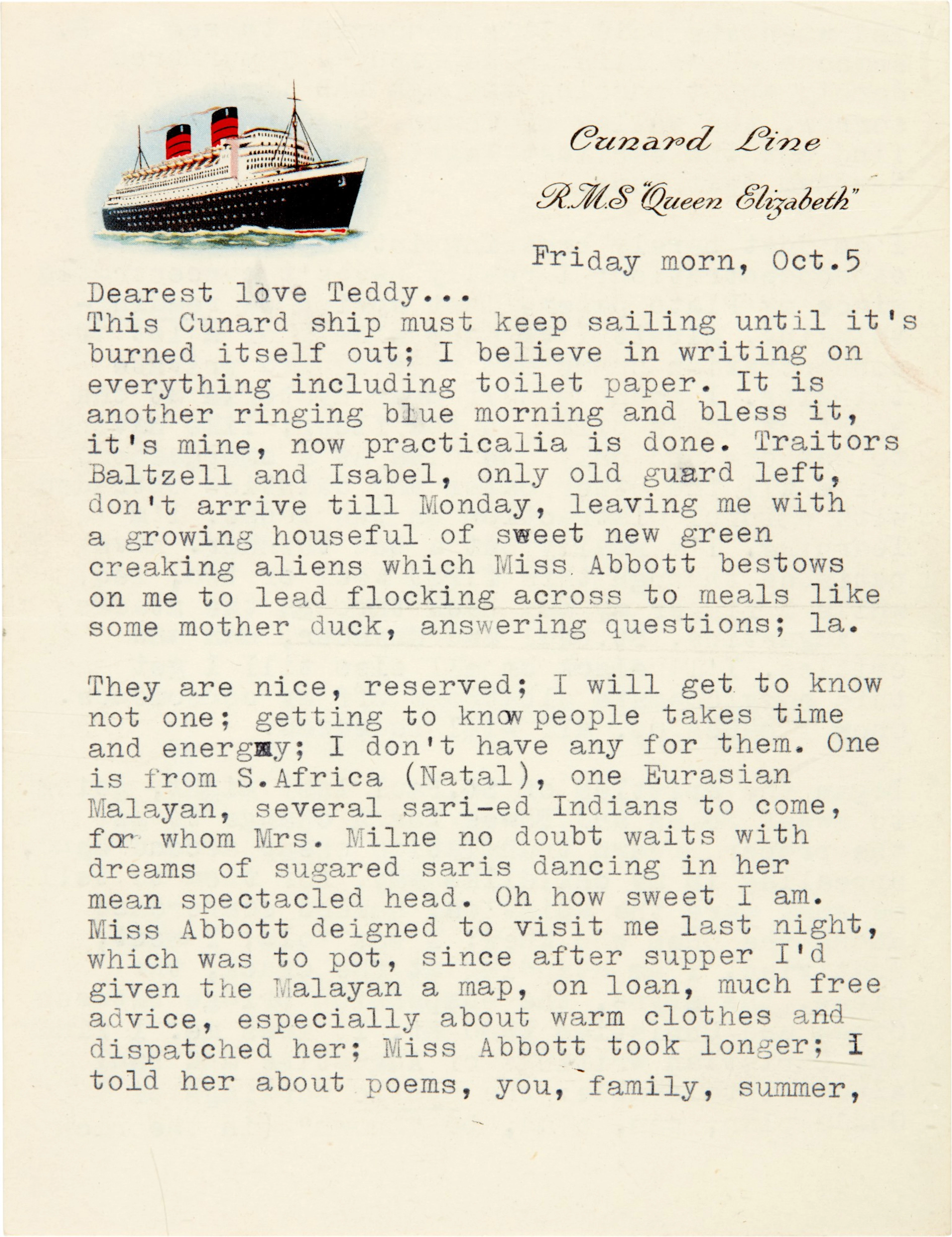 Sylvia Plath | Typed letter signed