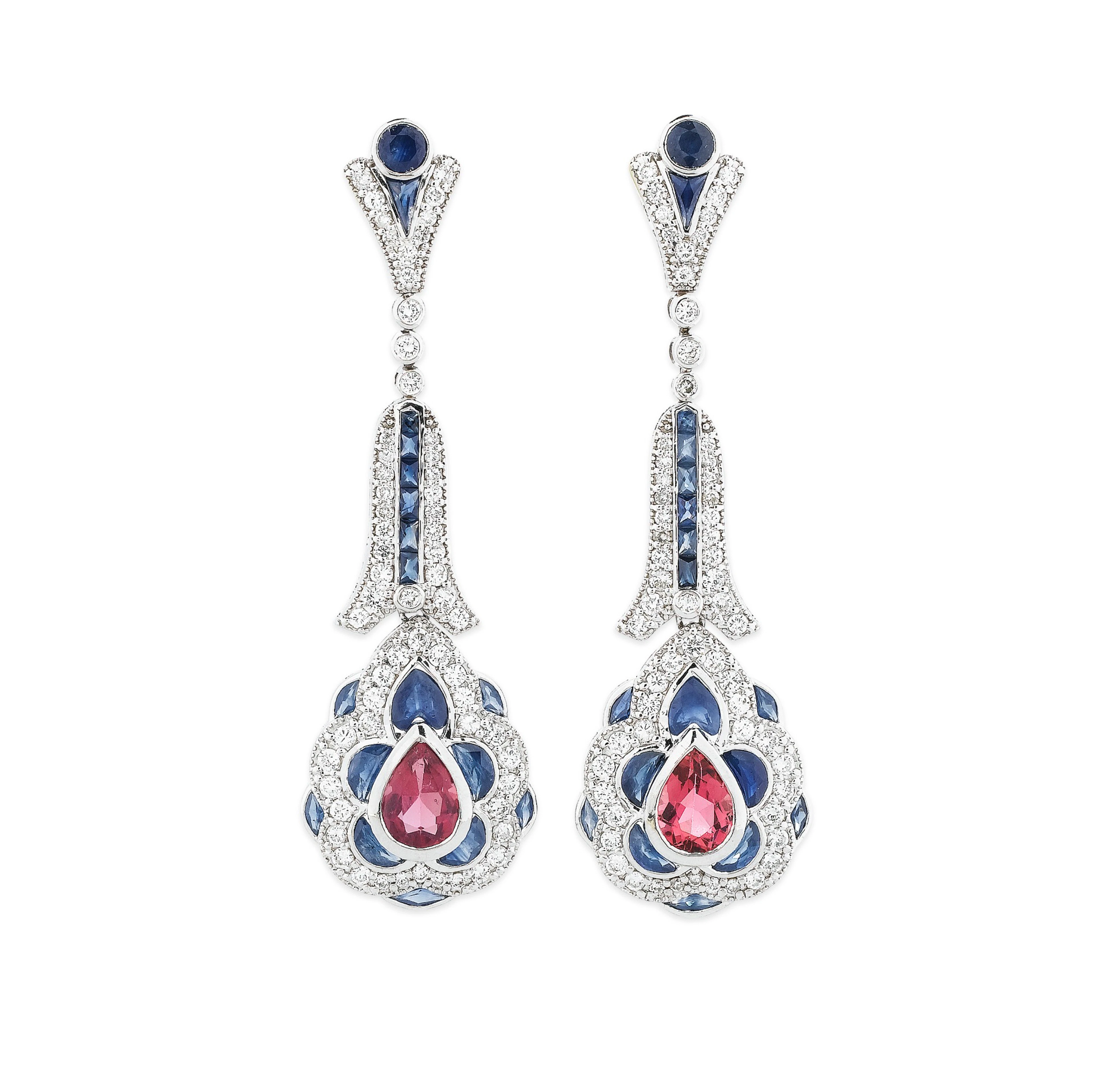 Paire de pendants d'oreille tourmalines