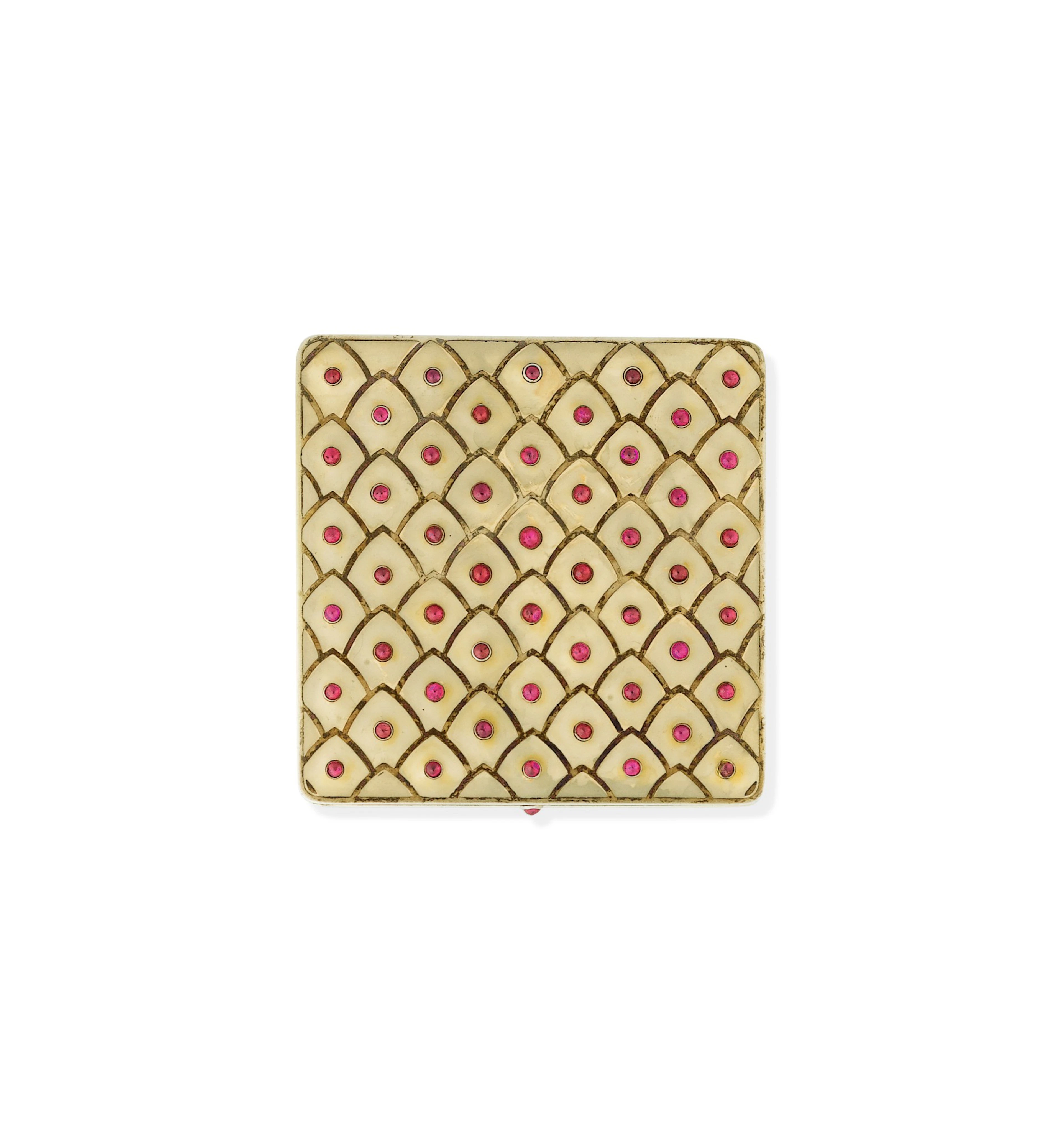 Poudrier vermeil, émail et rubis | Silver-gilt, enamel and ruby powder compact