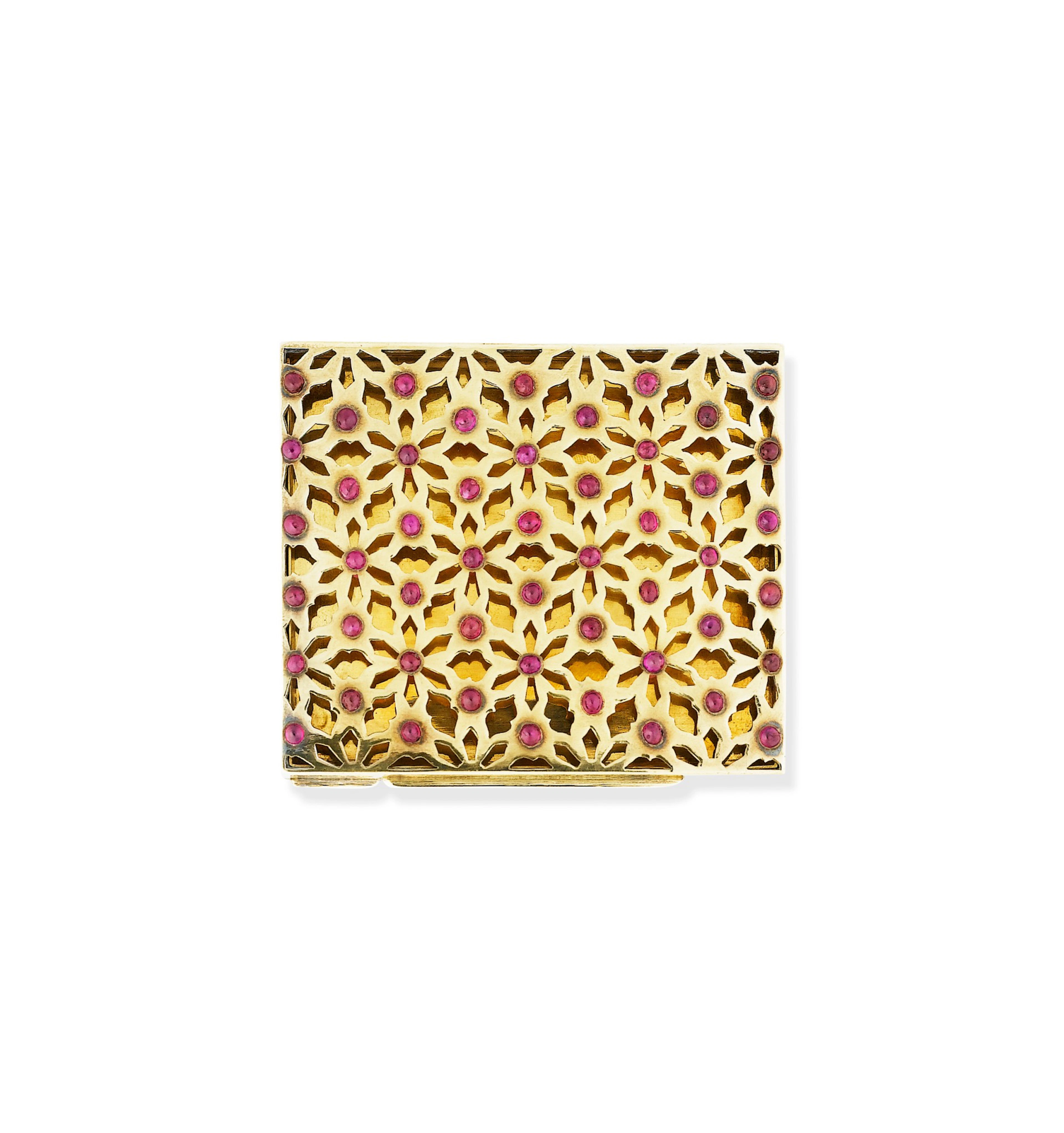 Poudrier vermeil et rubis | Silver-gilt and ruby powder compact
