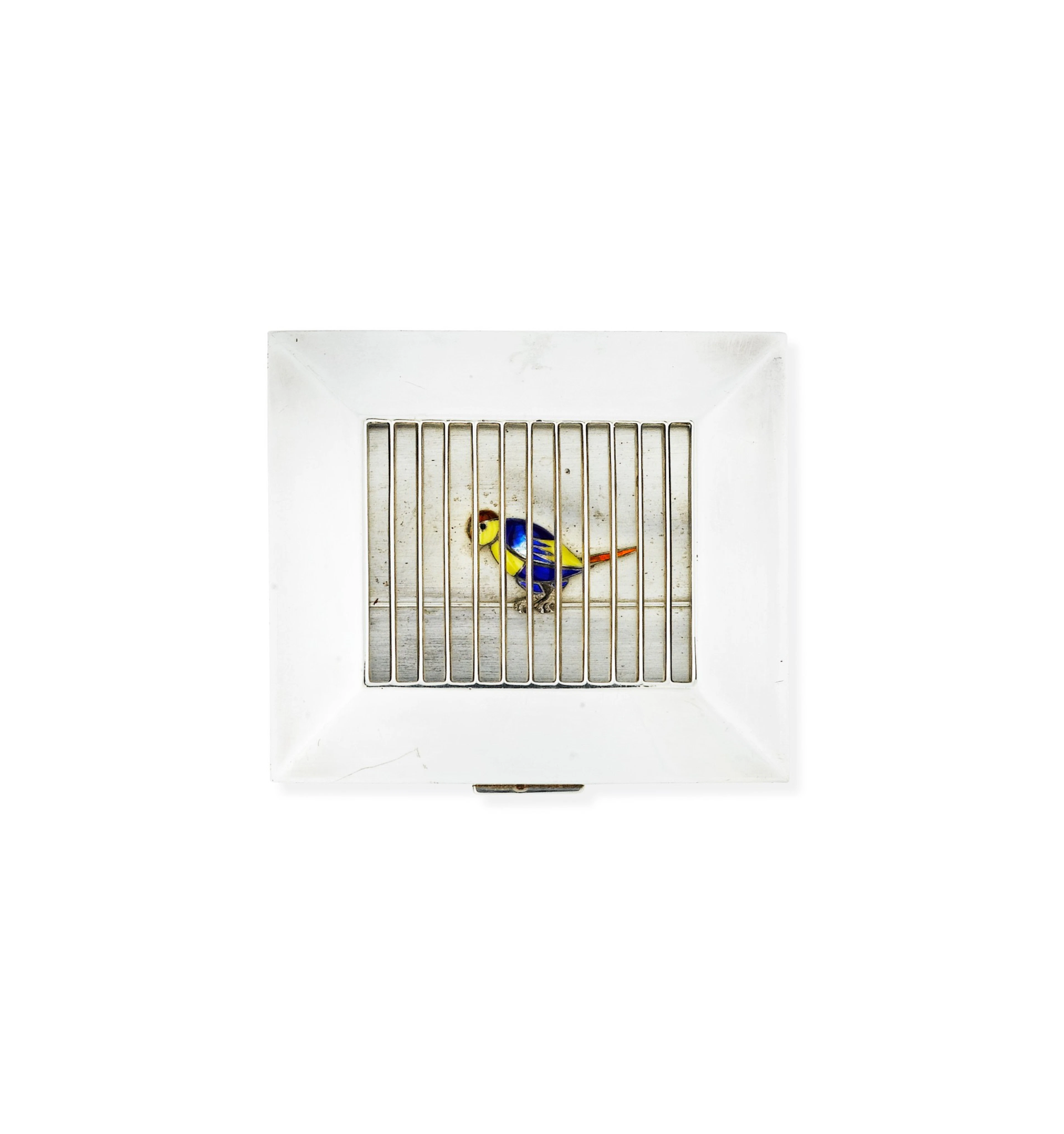 Poudrier argent et émail | Silver and enamel powder compact