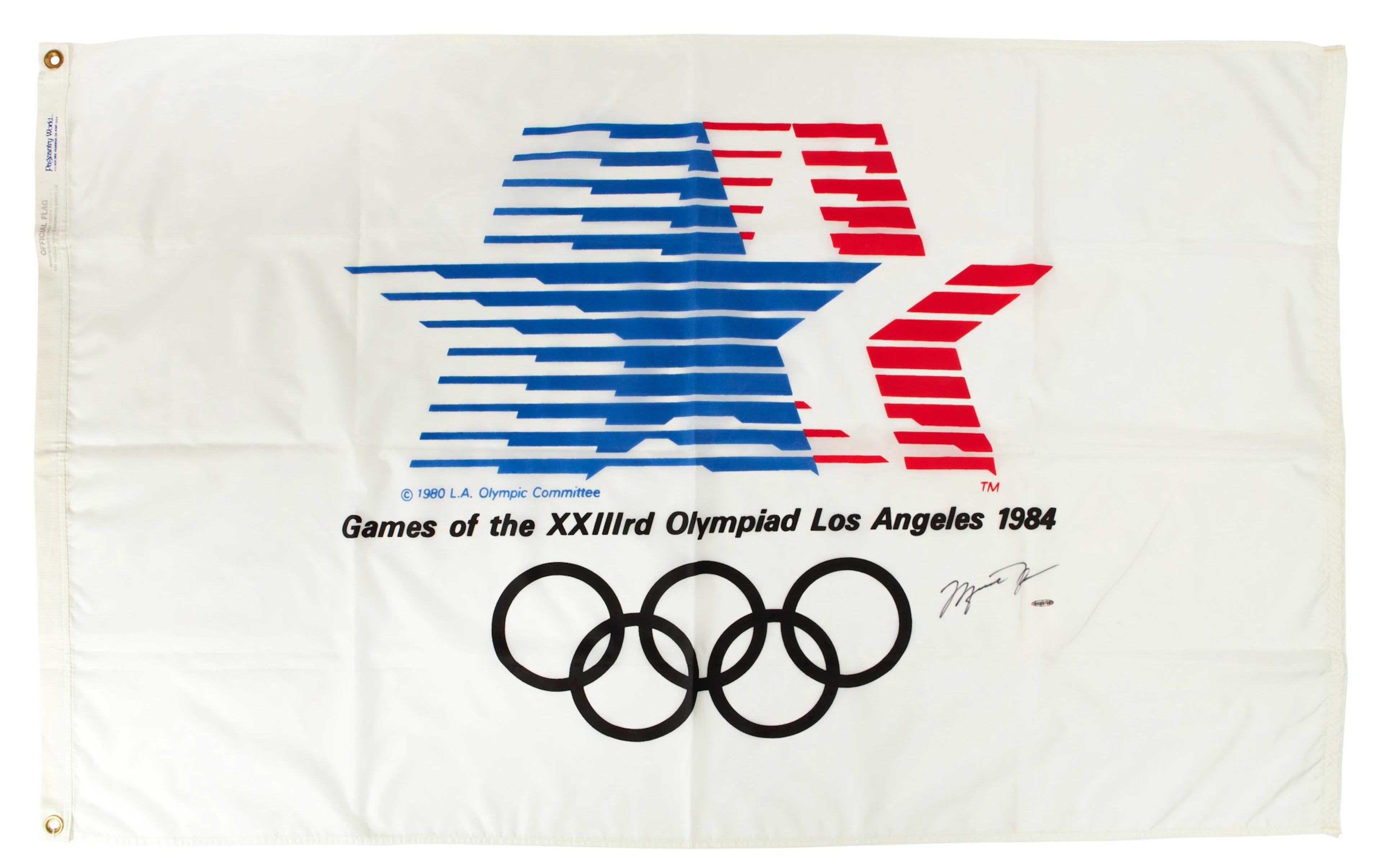Michael Jordan Signed Commemorative Olympic Flag