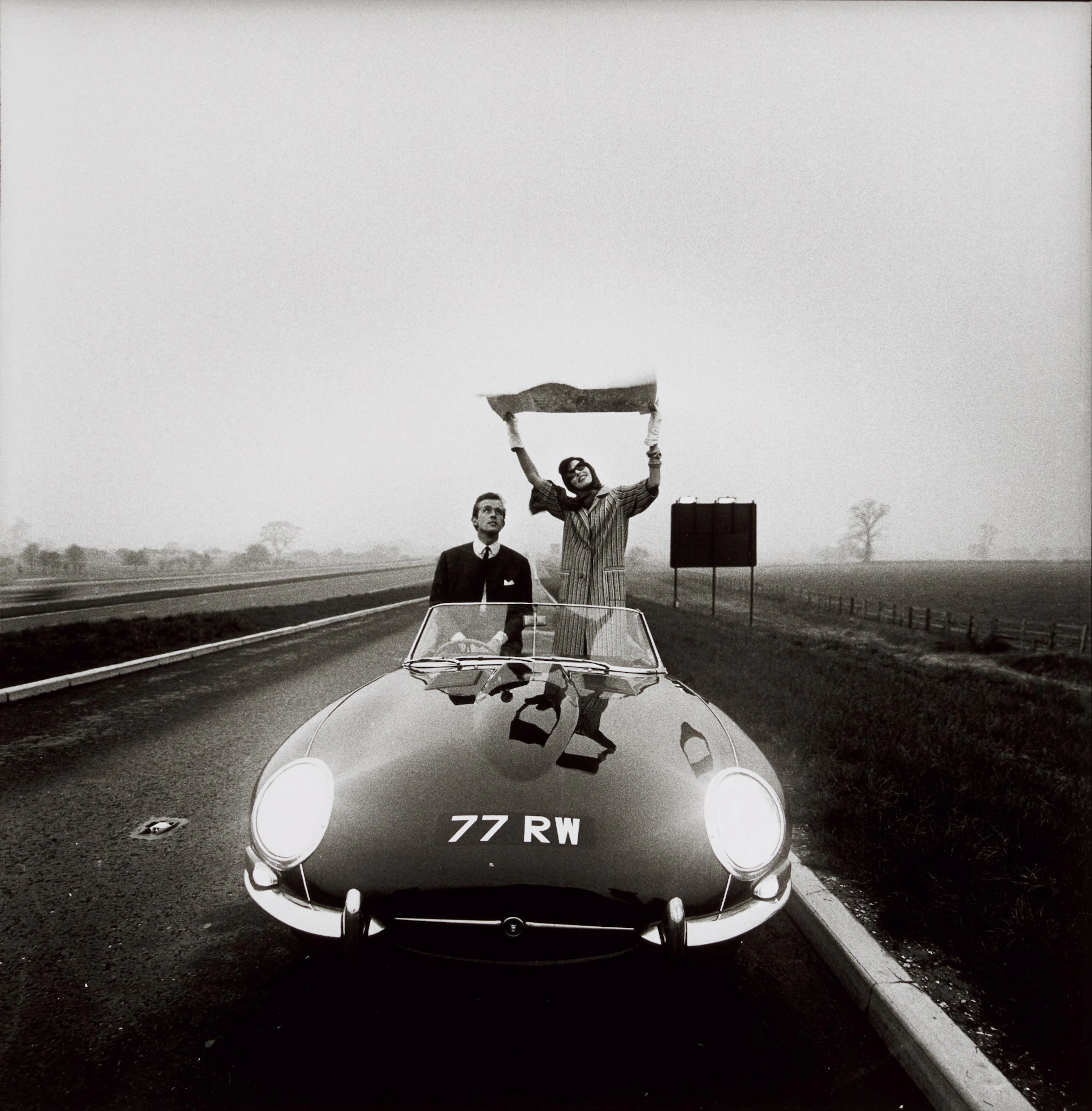 E-Type Jaguar on Newly Opened M1 Motorway, 1961