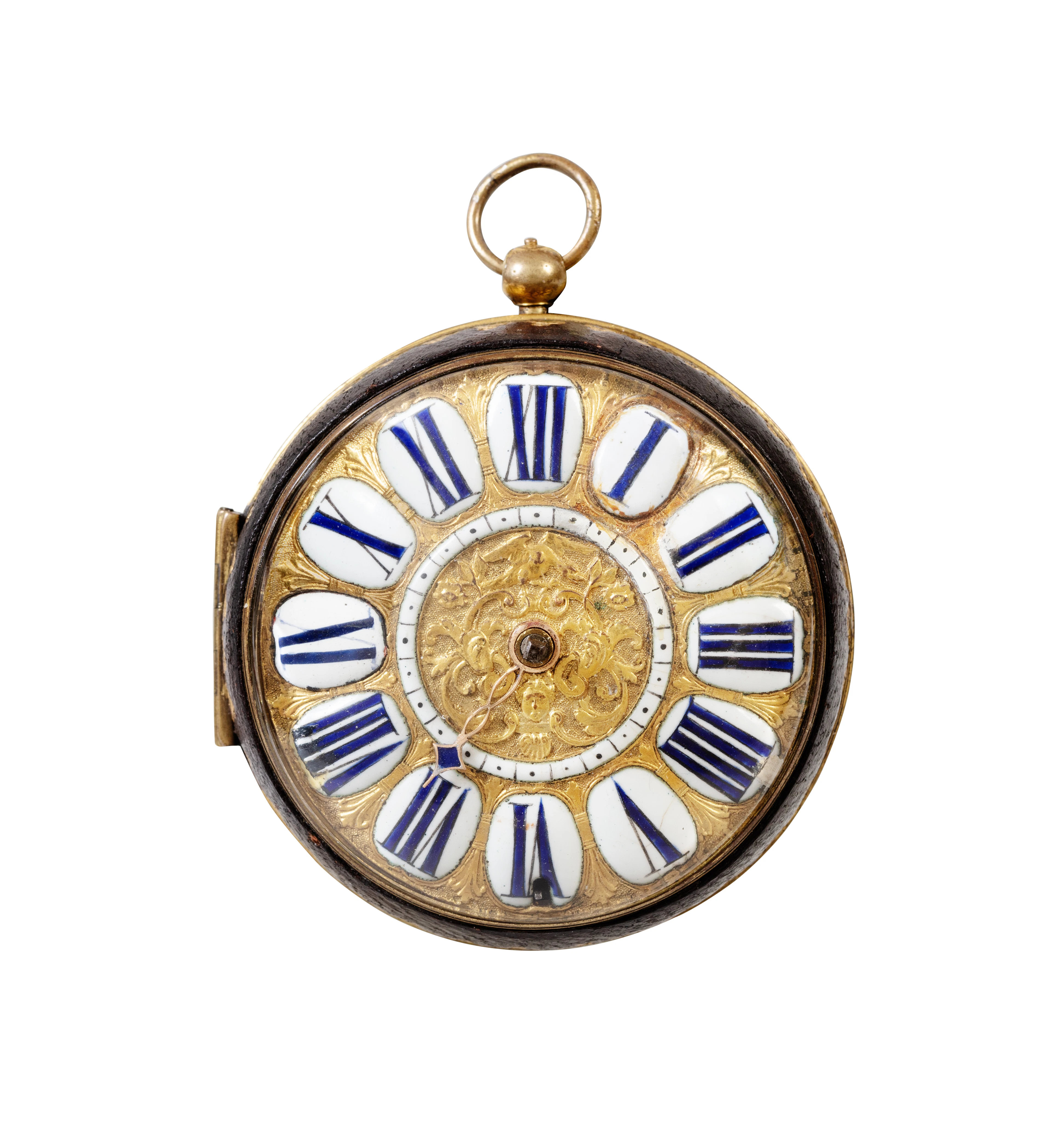Montre de poche en laiton doré et couvert en cuir |...