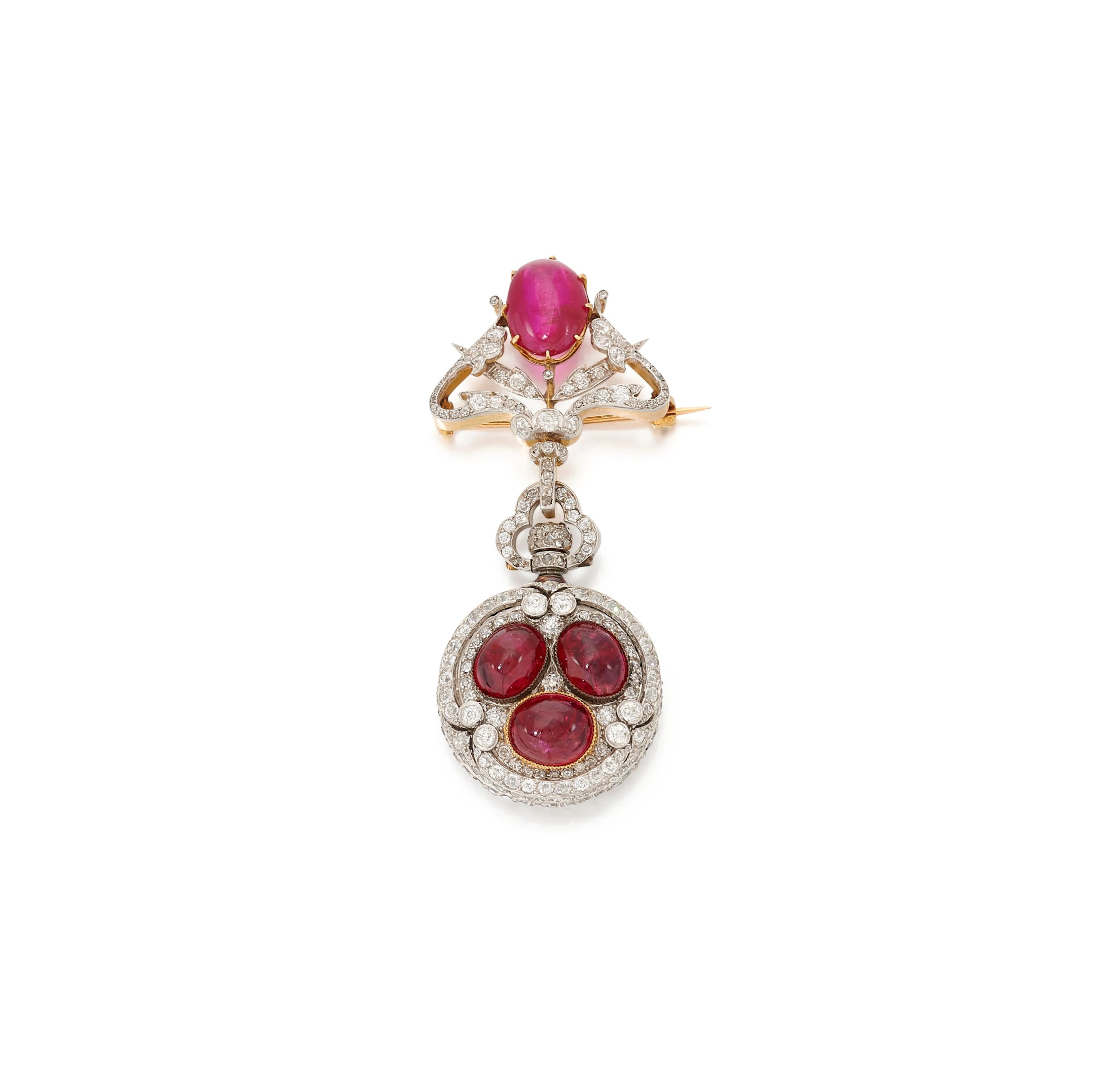 Ruby and diamond brooch- watch (Spilla -orologio in diamanti e rubini)