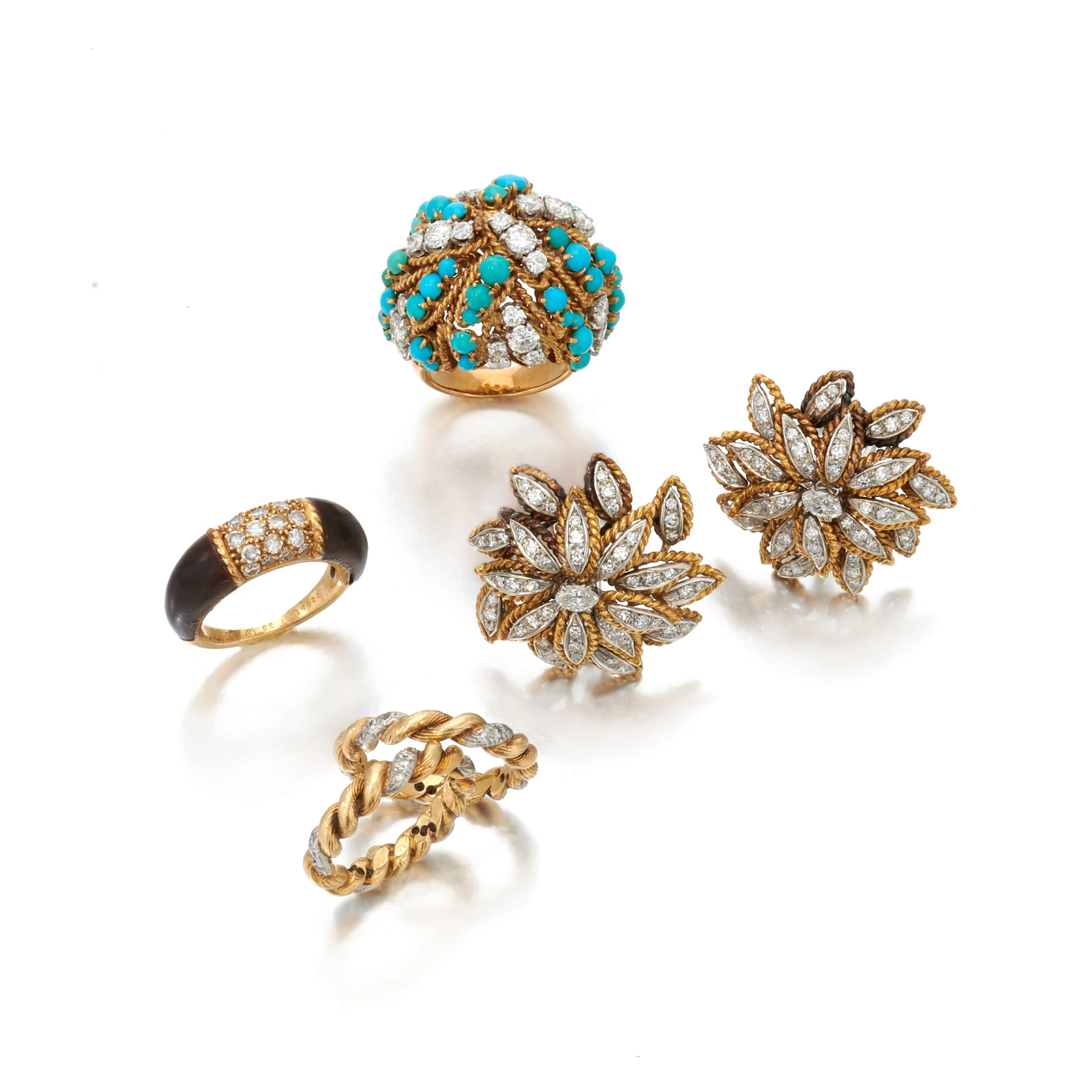 Diamond and turquoise ring