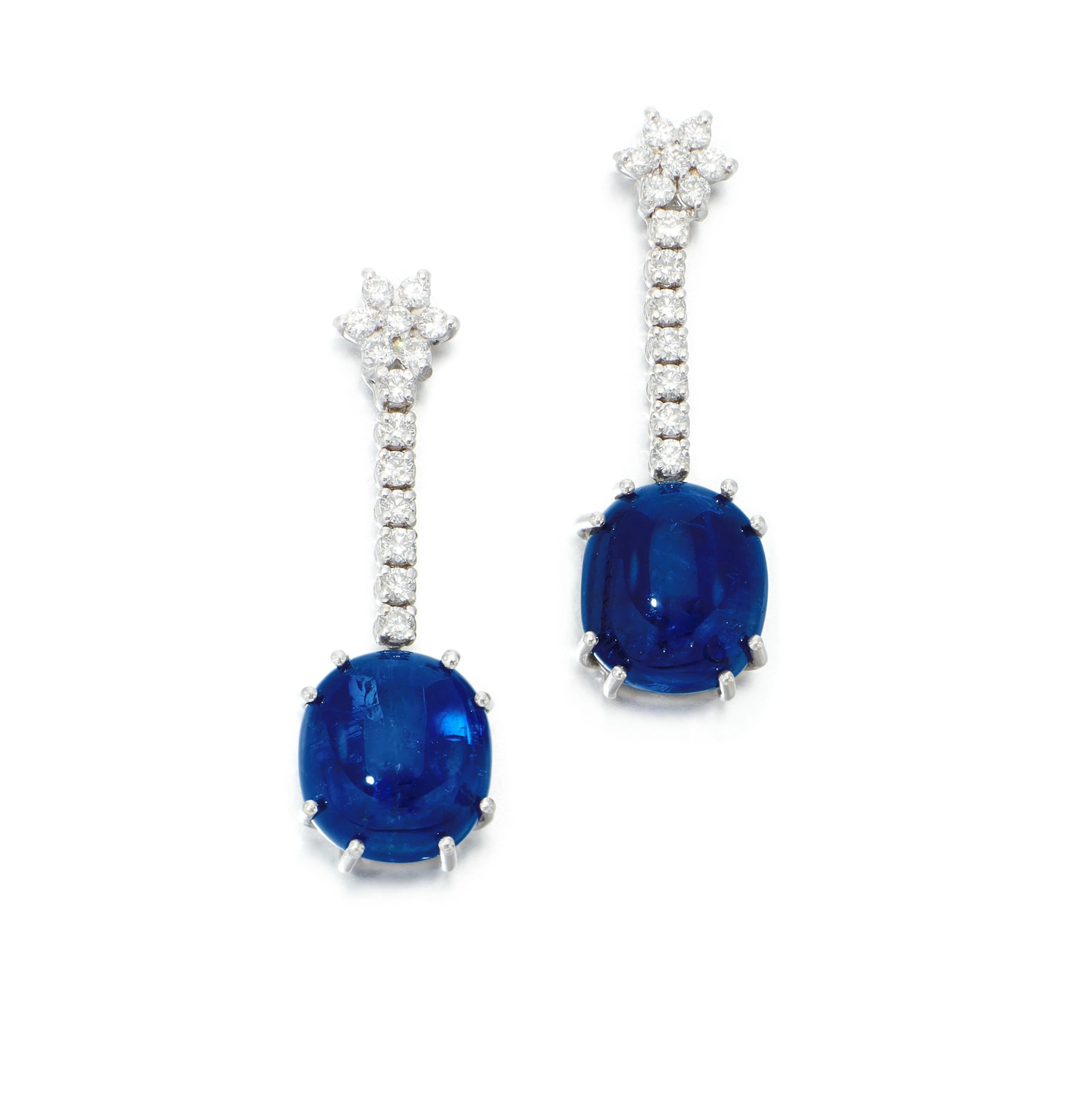 Pair of sapphire and diamond earrings (Paio di orecchini in diamanti e zaffiri)