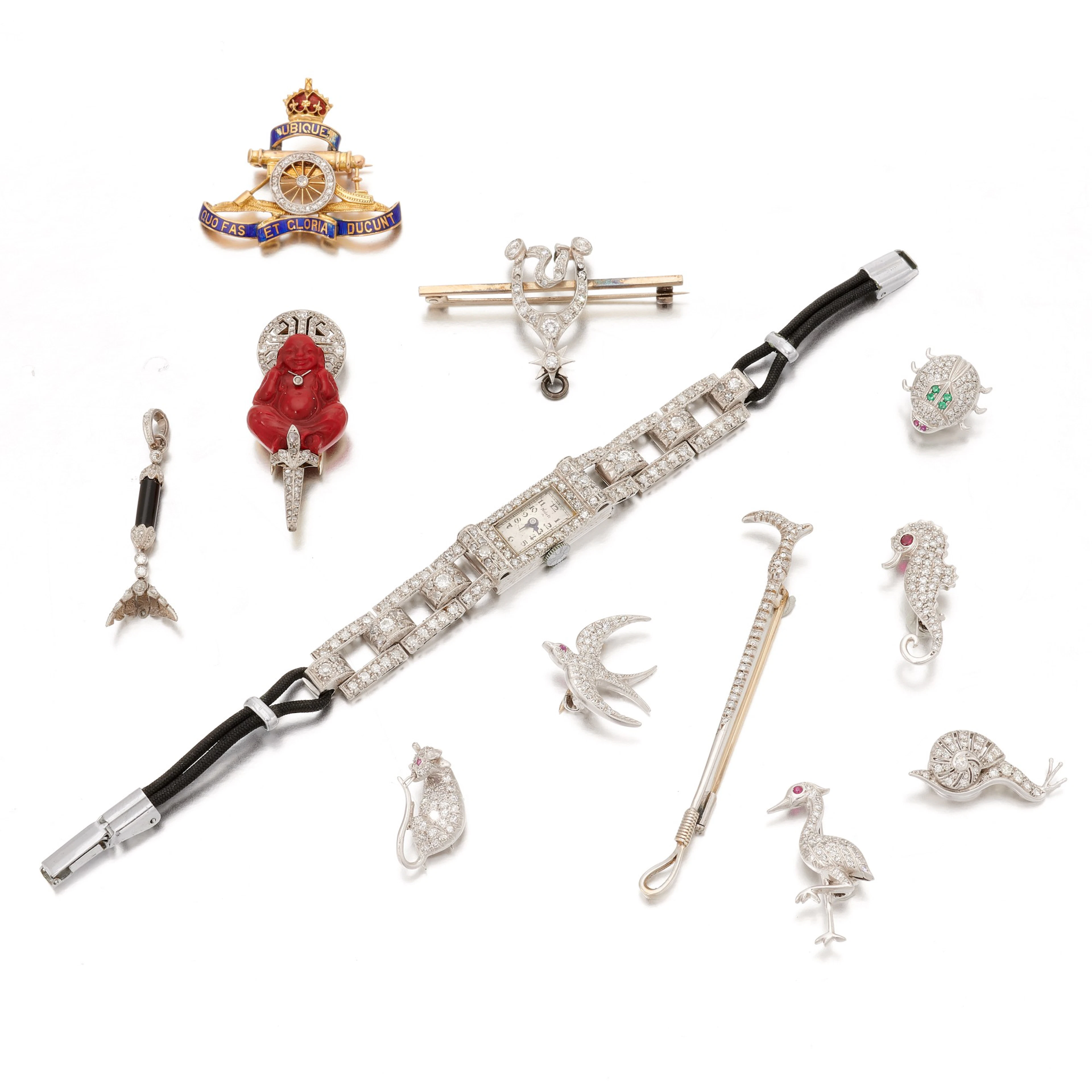 Diamond wristwatch and a collection of jewels (Orologio...