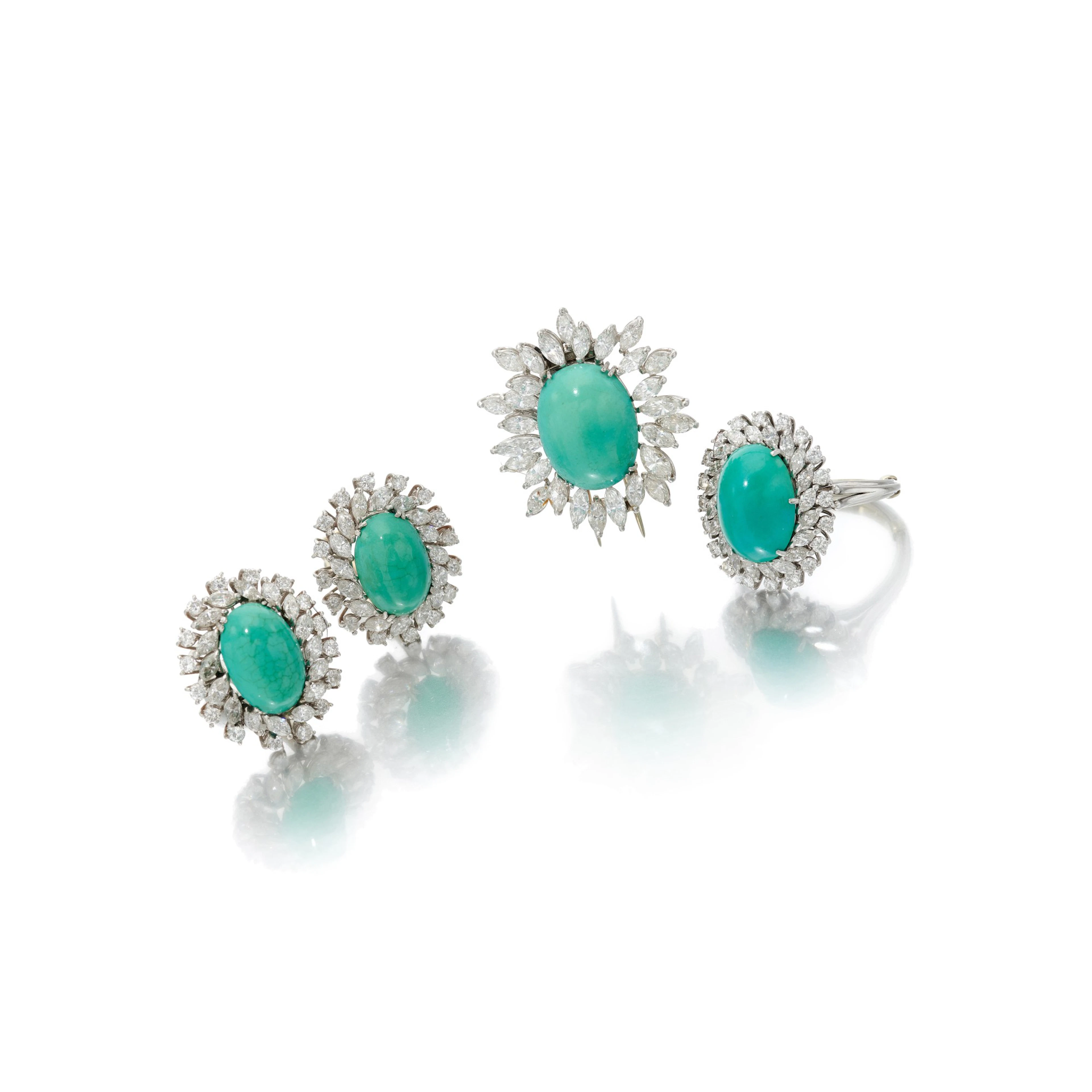 Turquoise and diamond demi parure (Demi parure in turchesi e diamanti)
