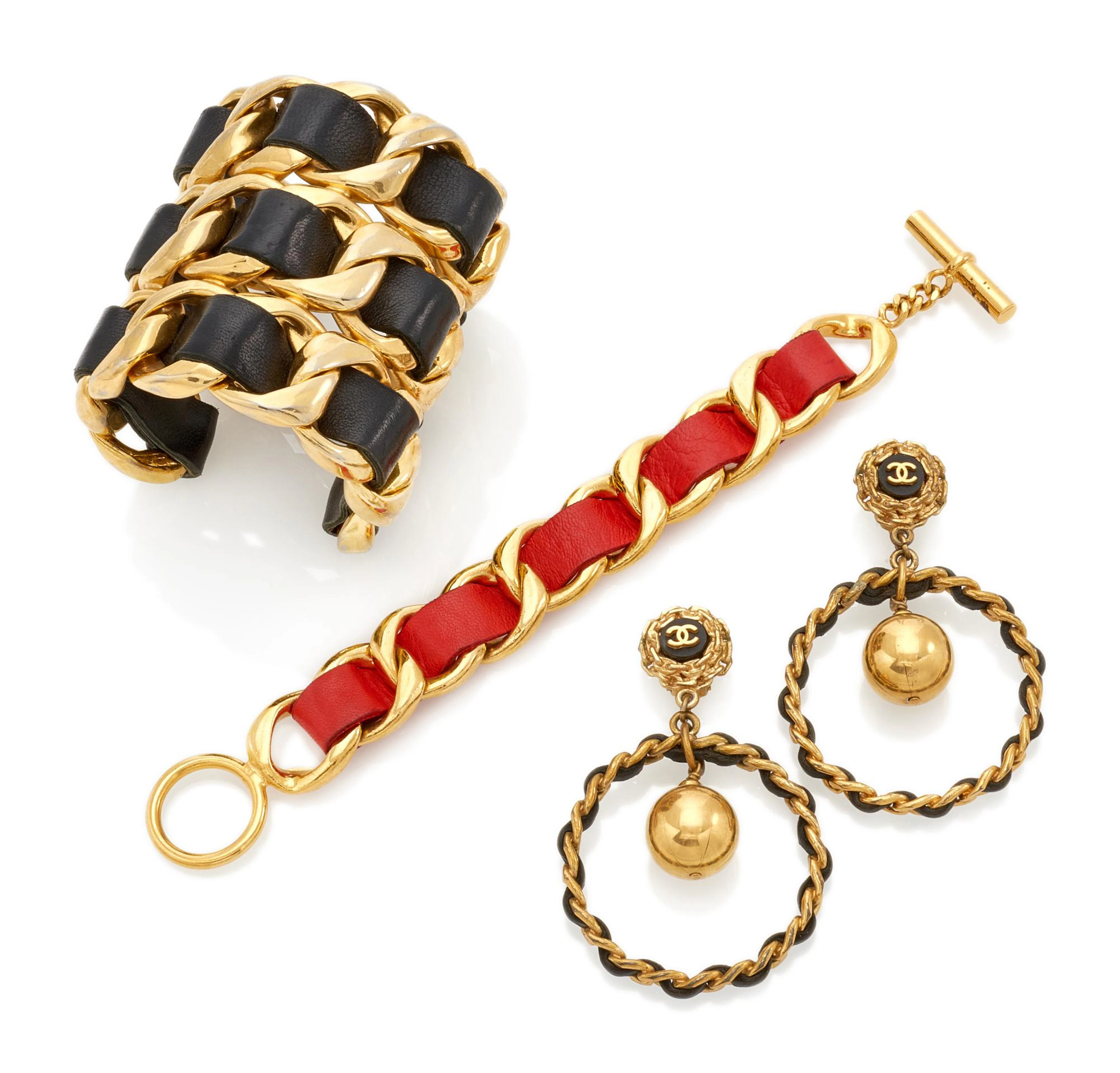 Black and Red Lambskin Threaded Gold Plated Earrings
