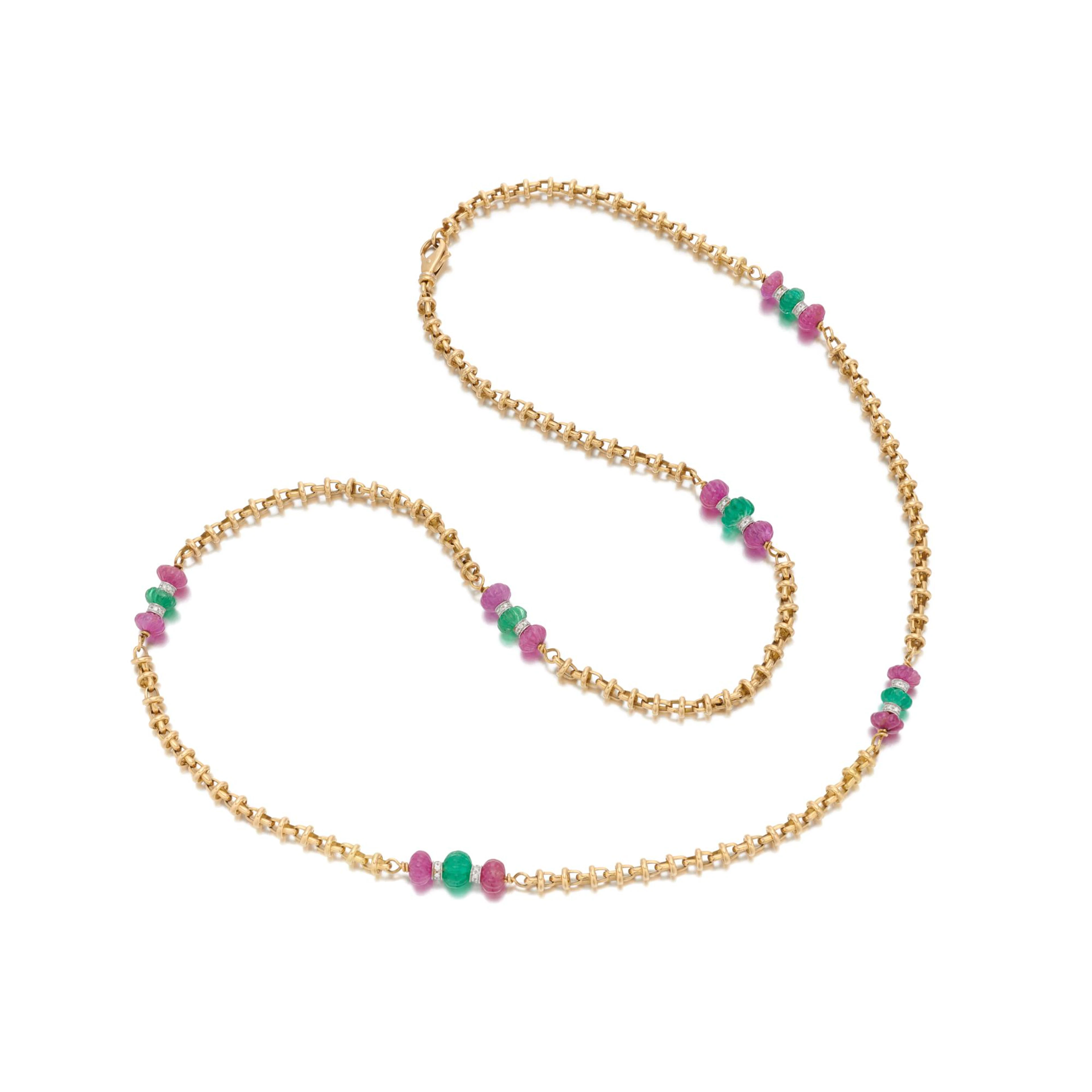 Ruby, emerald and diamond sautoir (Collana con rubini, smeraldi e diamanti)