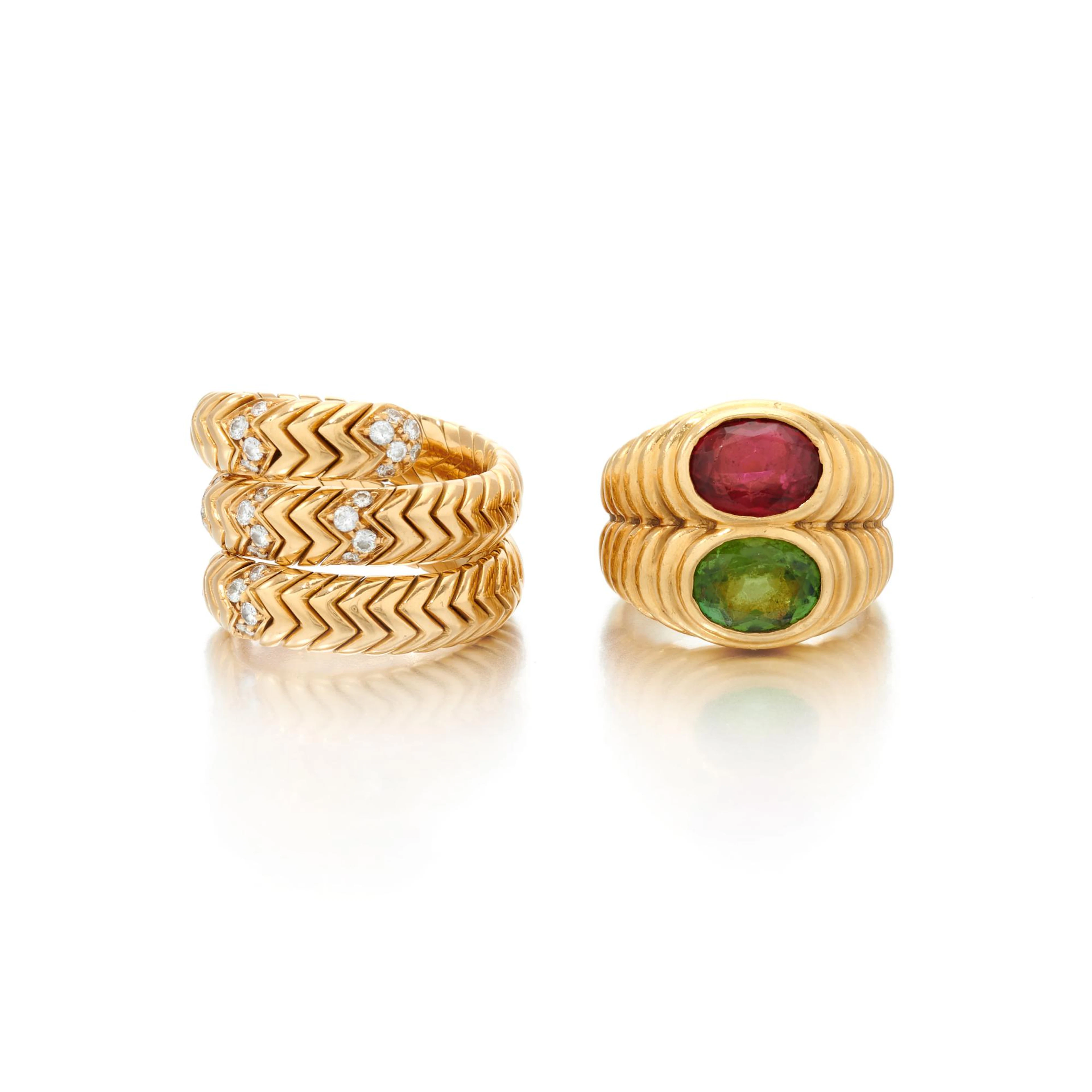 Diamond ring and a tourmaline ring (Anello in diamanti e Anello in tormaline