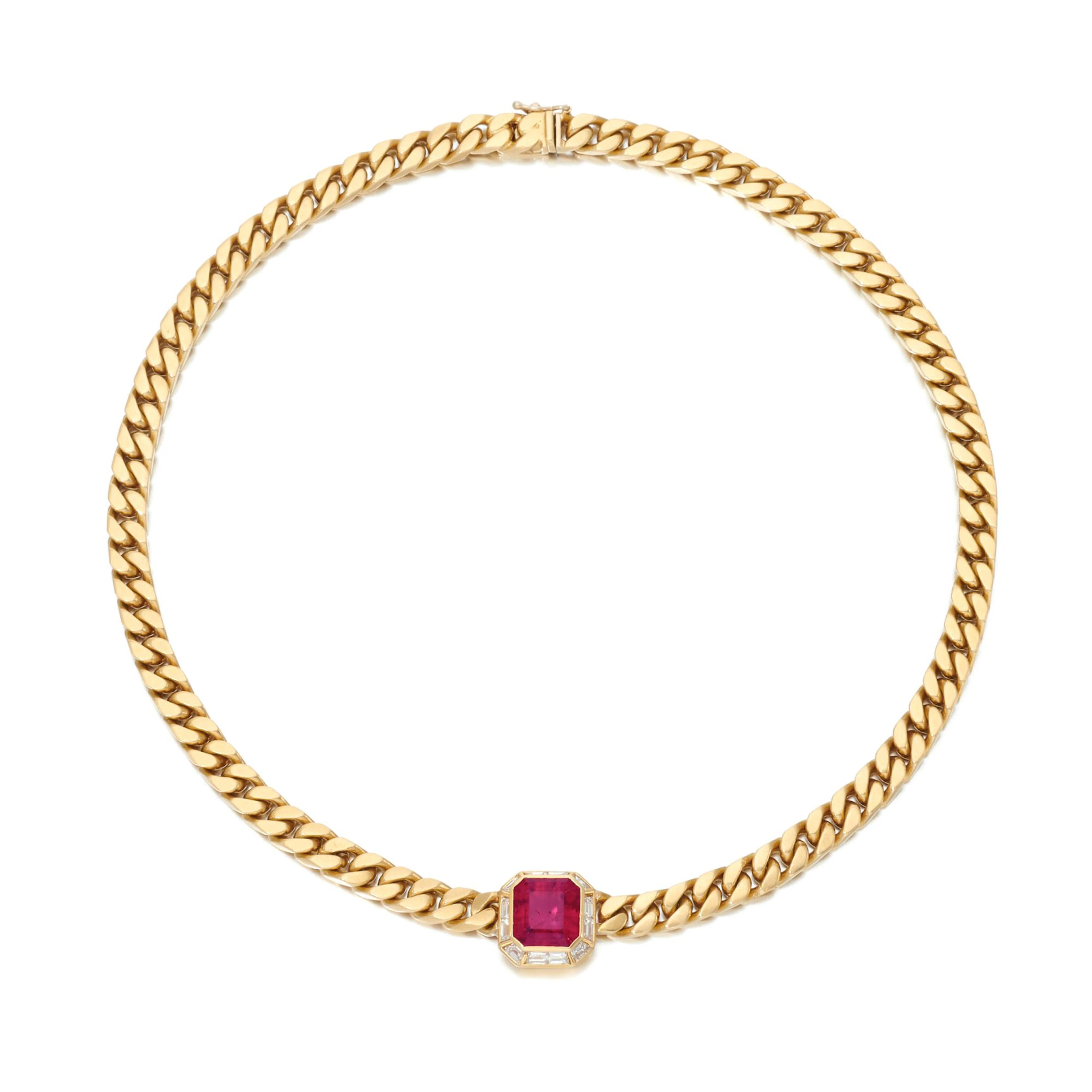 Rubelite and diamond necklace (Collana con rubellite e diamanti)