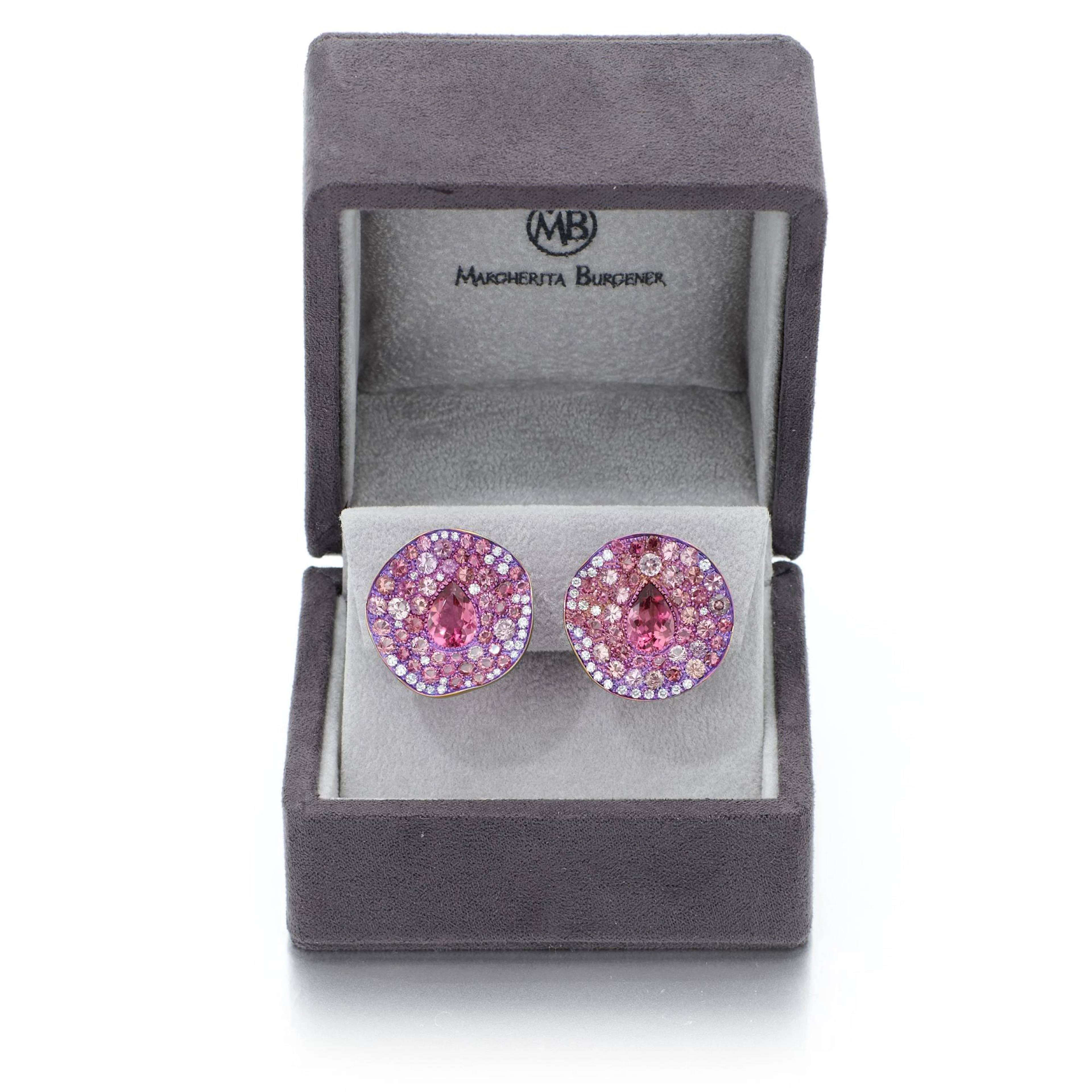 Pair of diamond and tourmaline earclips (Paio di...