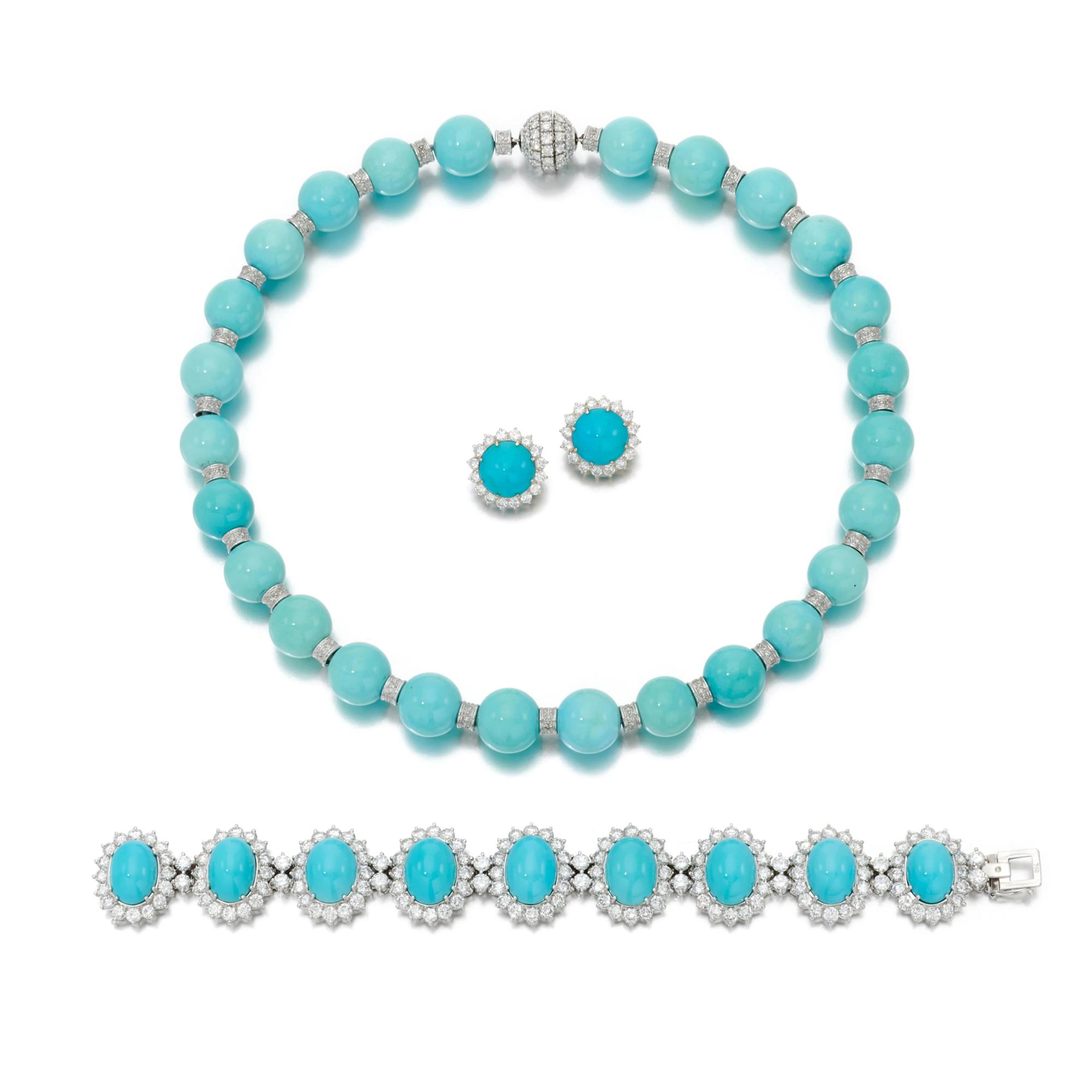 Turquoise and diamond necklace