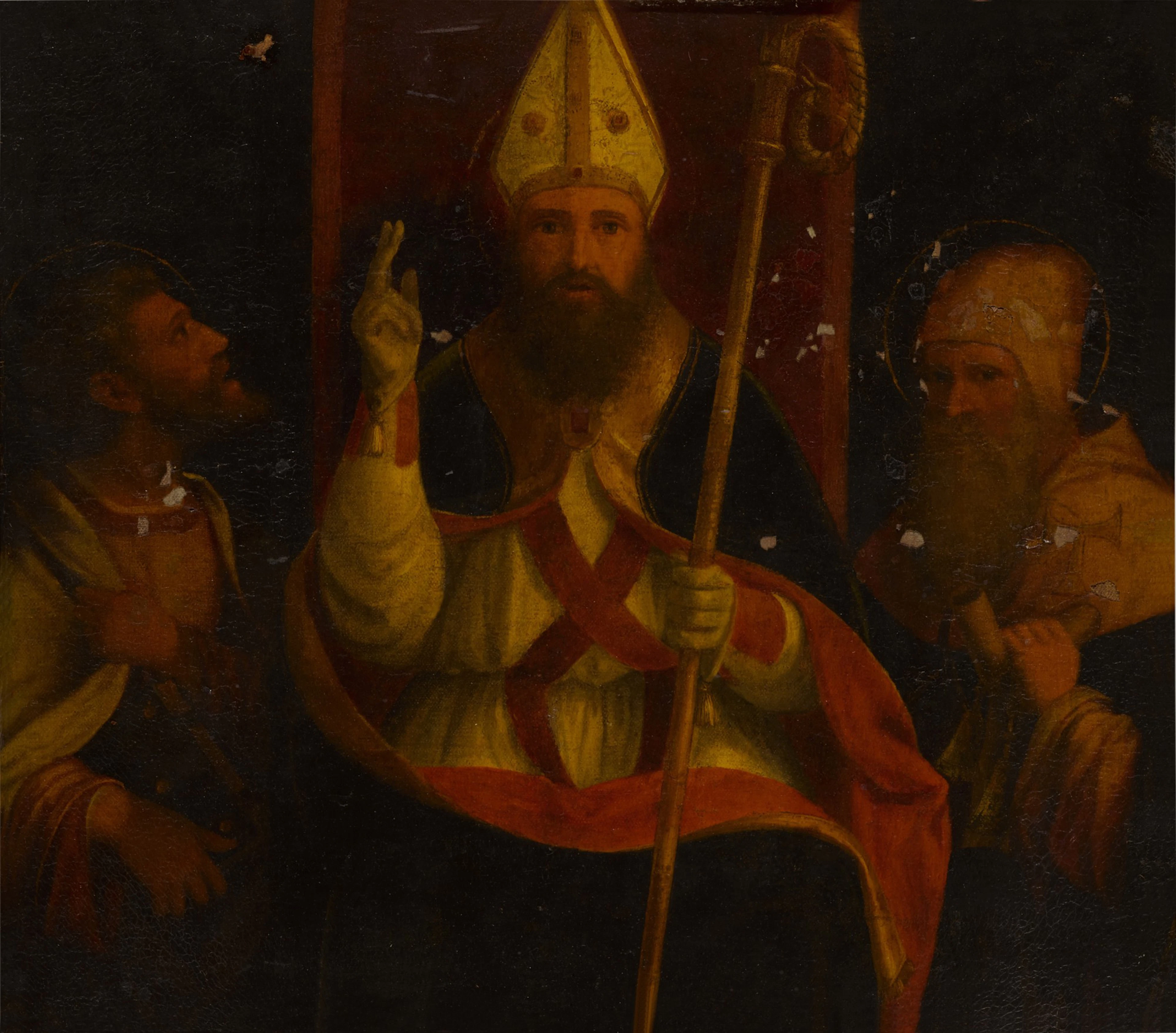 Saint Augustine enthroned with Saint Anthony Abbot and another saint