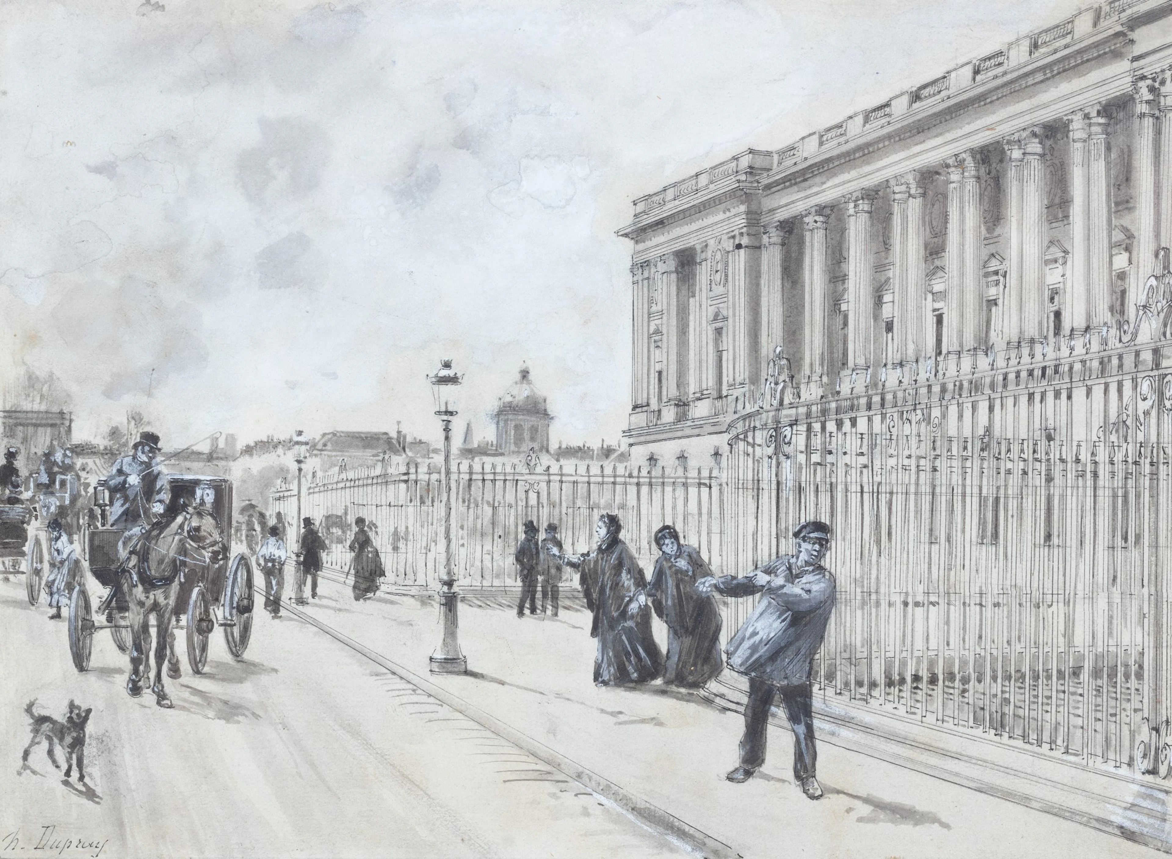 The flight of Empress Eugenie behind the Louvre on 5...