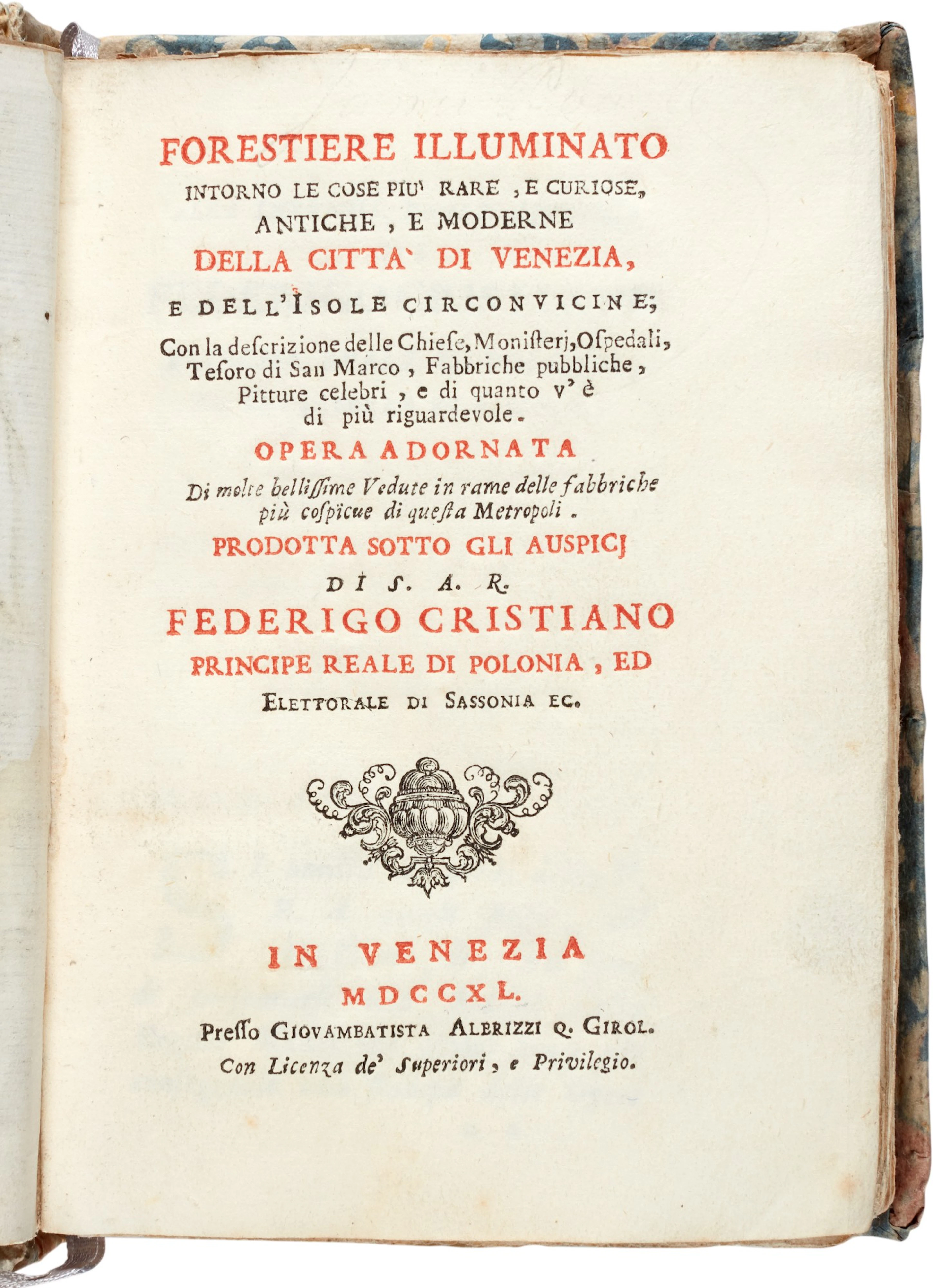 Albrizzi, Forestiere illuminato, Venice, 1740, marbled boards