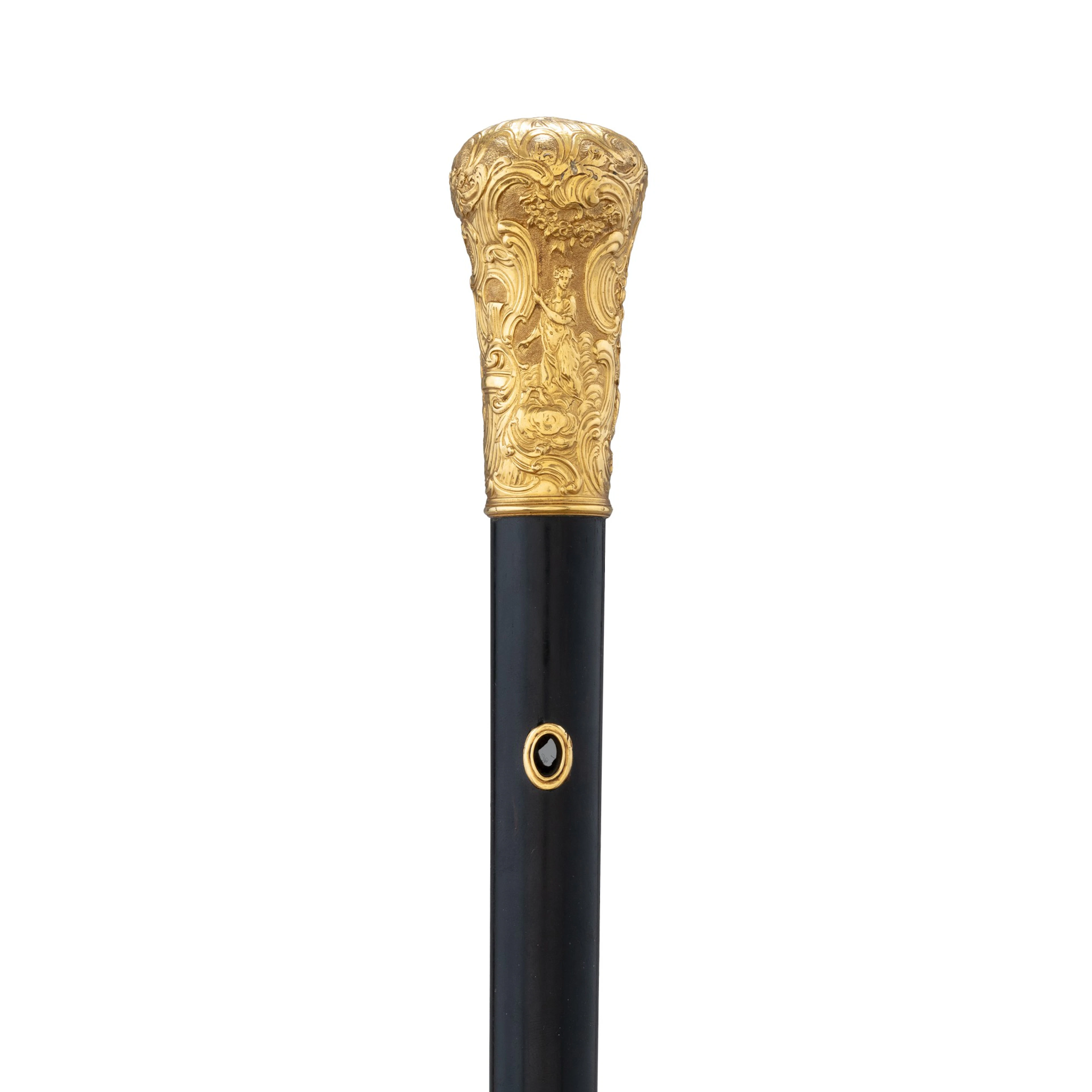 A Louis XV style cane with gold knob