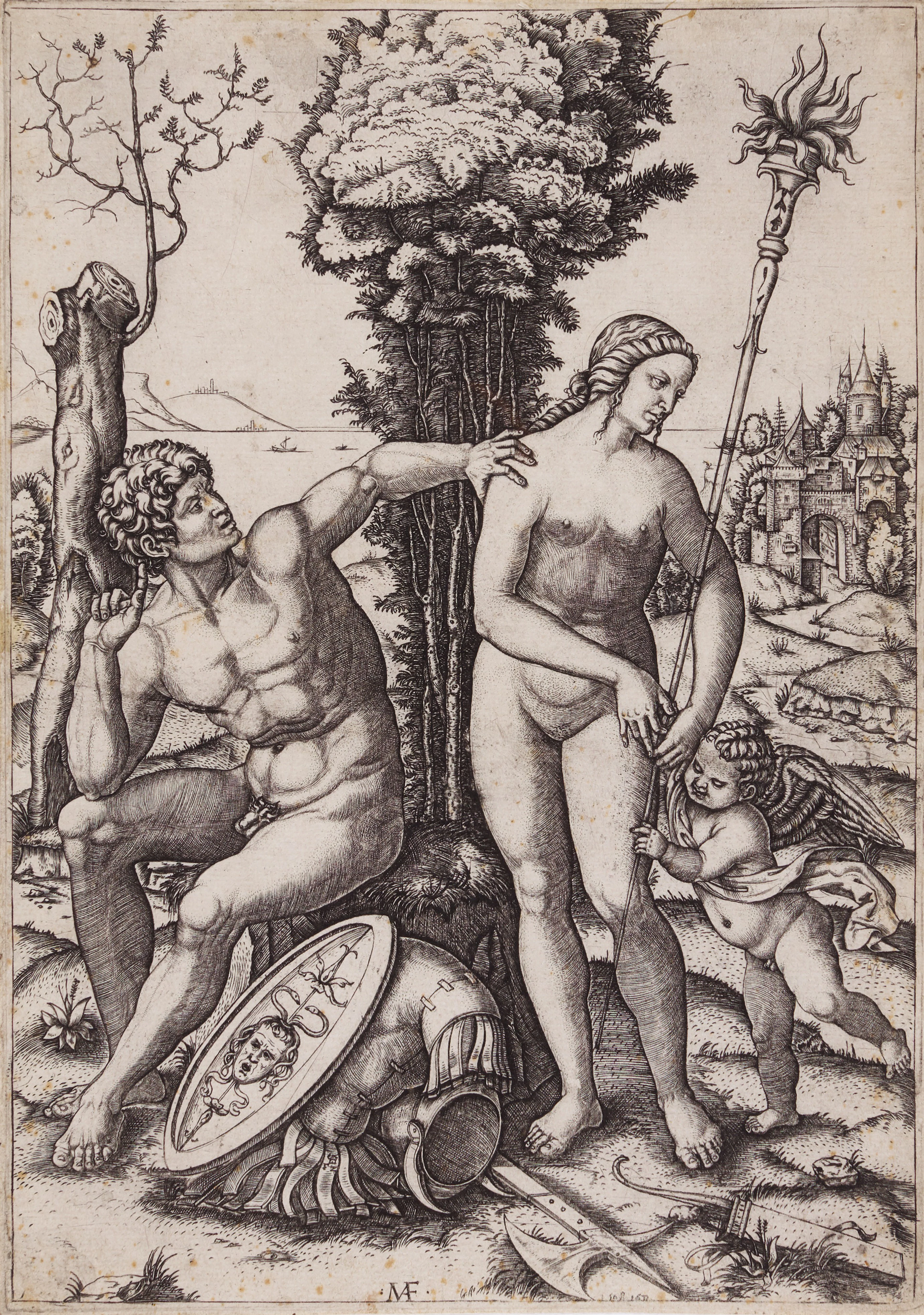 Mars, Venus, and Eros (after Andrea Mantegna) (Bartsch 345)