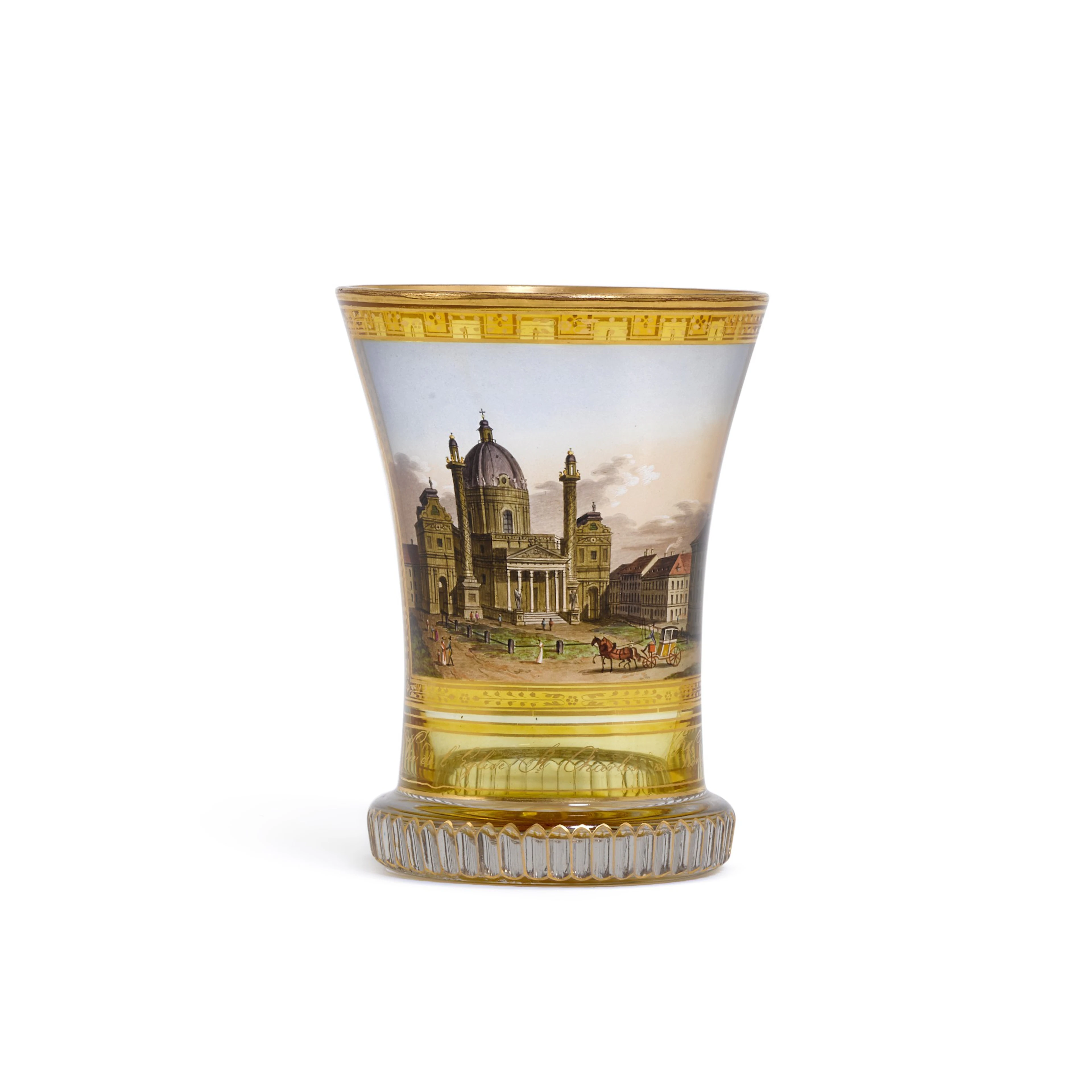A Vienna transparent-enamelled topographical beaker, Ranftbecher, circa 1815-20