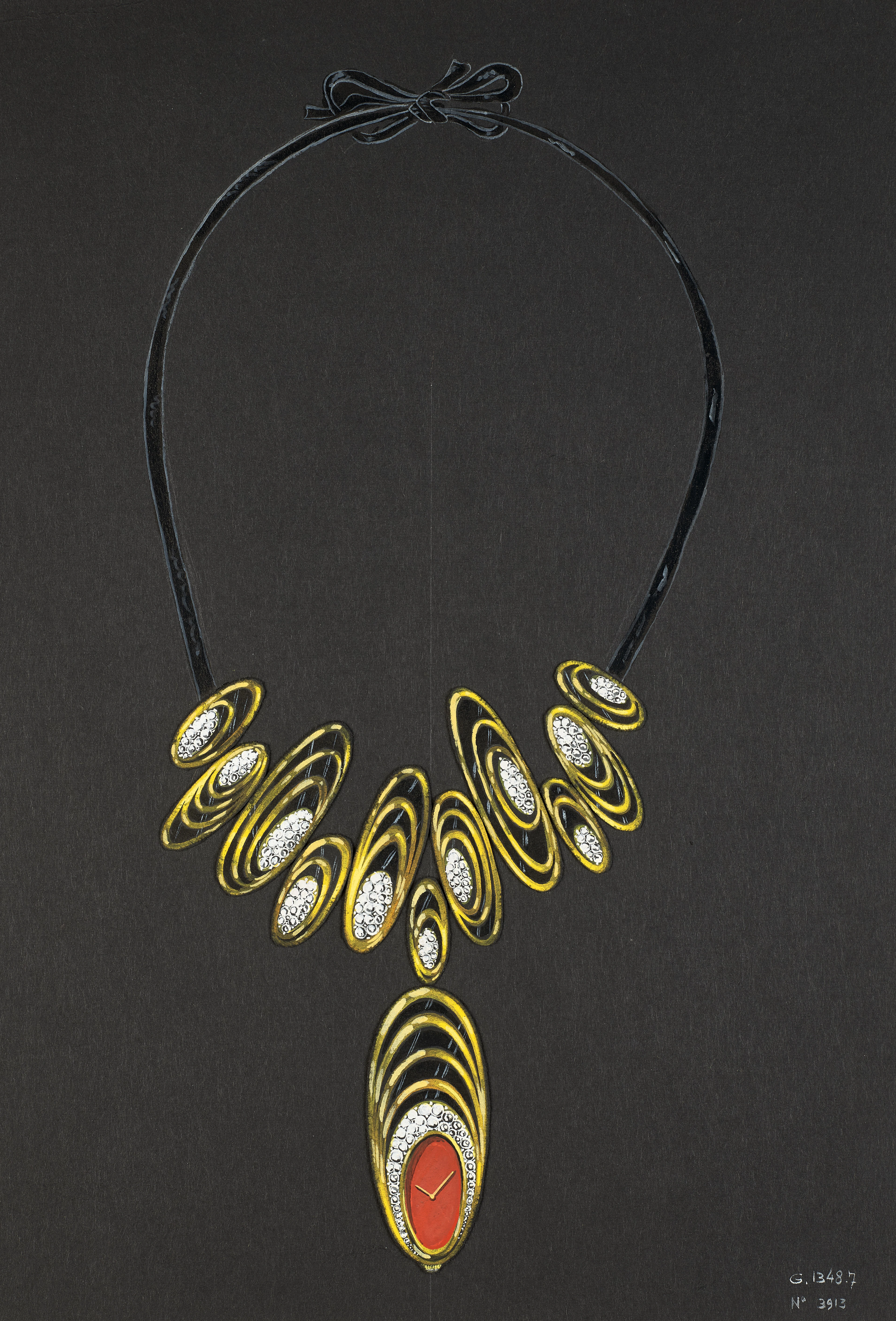 Design of a pendant watch on a necklace with accompanying NFT Circa 1963