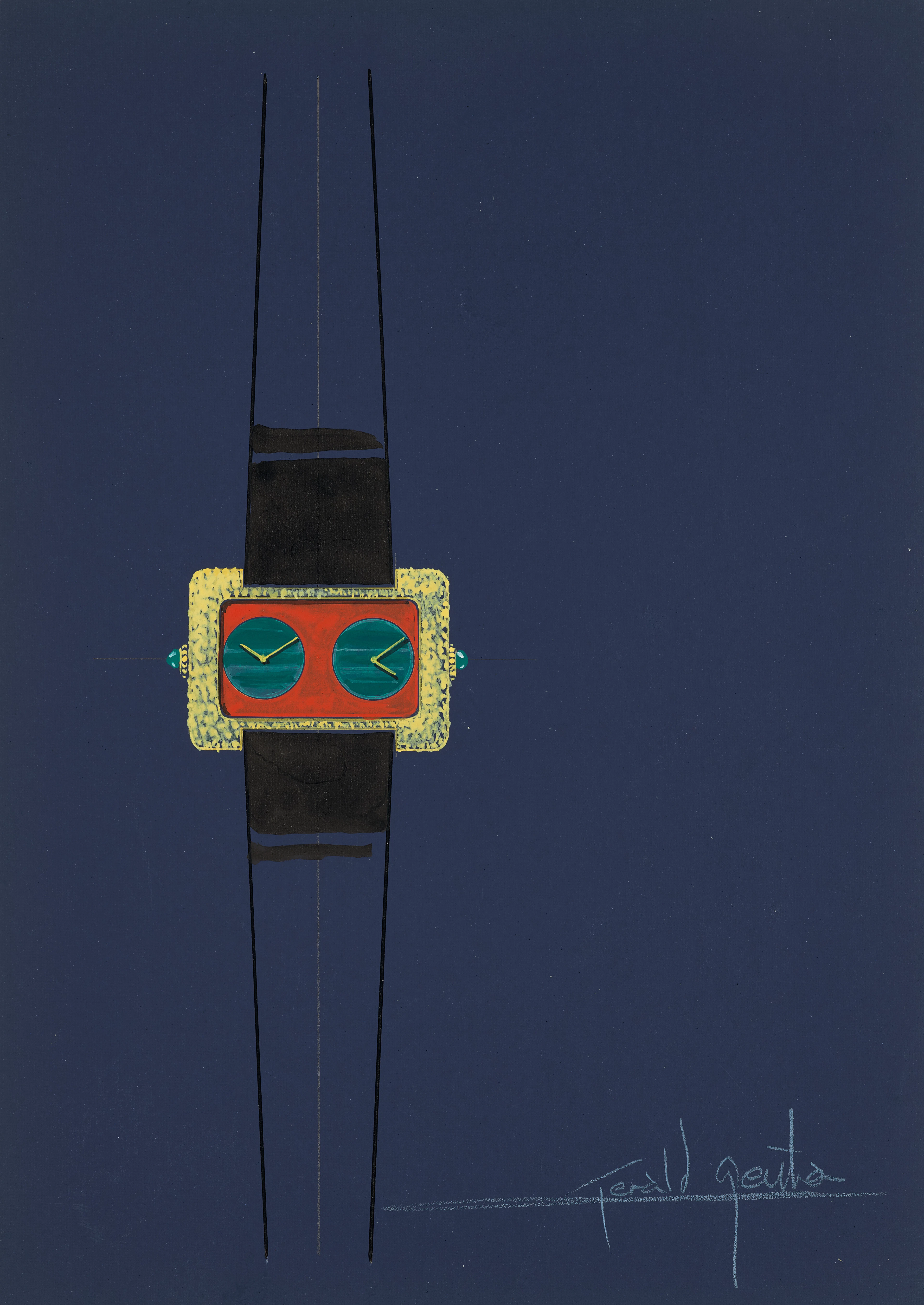 Design of a Piaget wristwatch with accompanying NFT Circa 1962