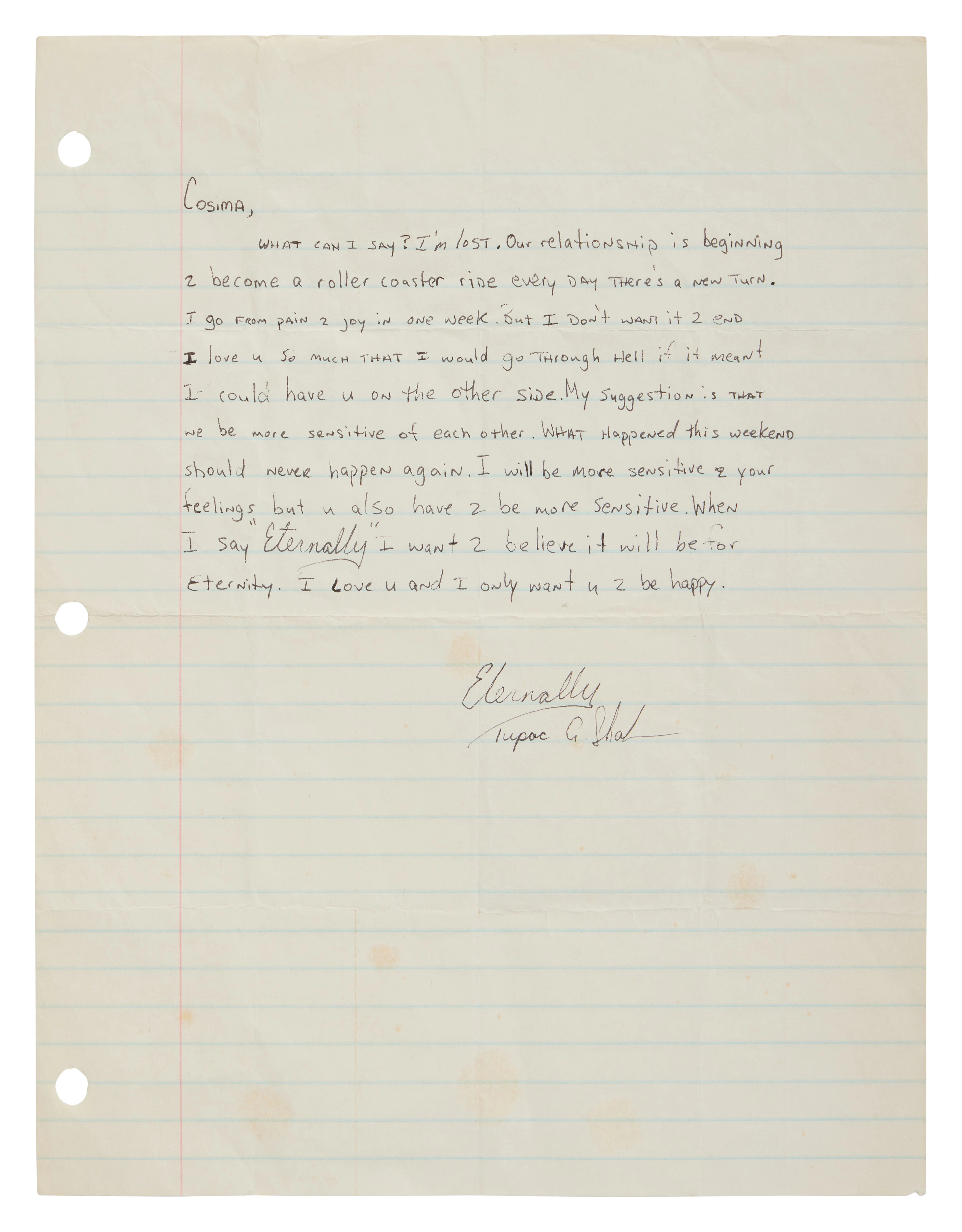 Autograph letter signed ("Eternally