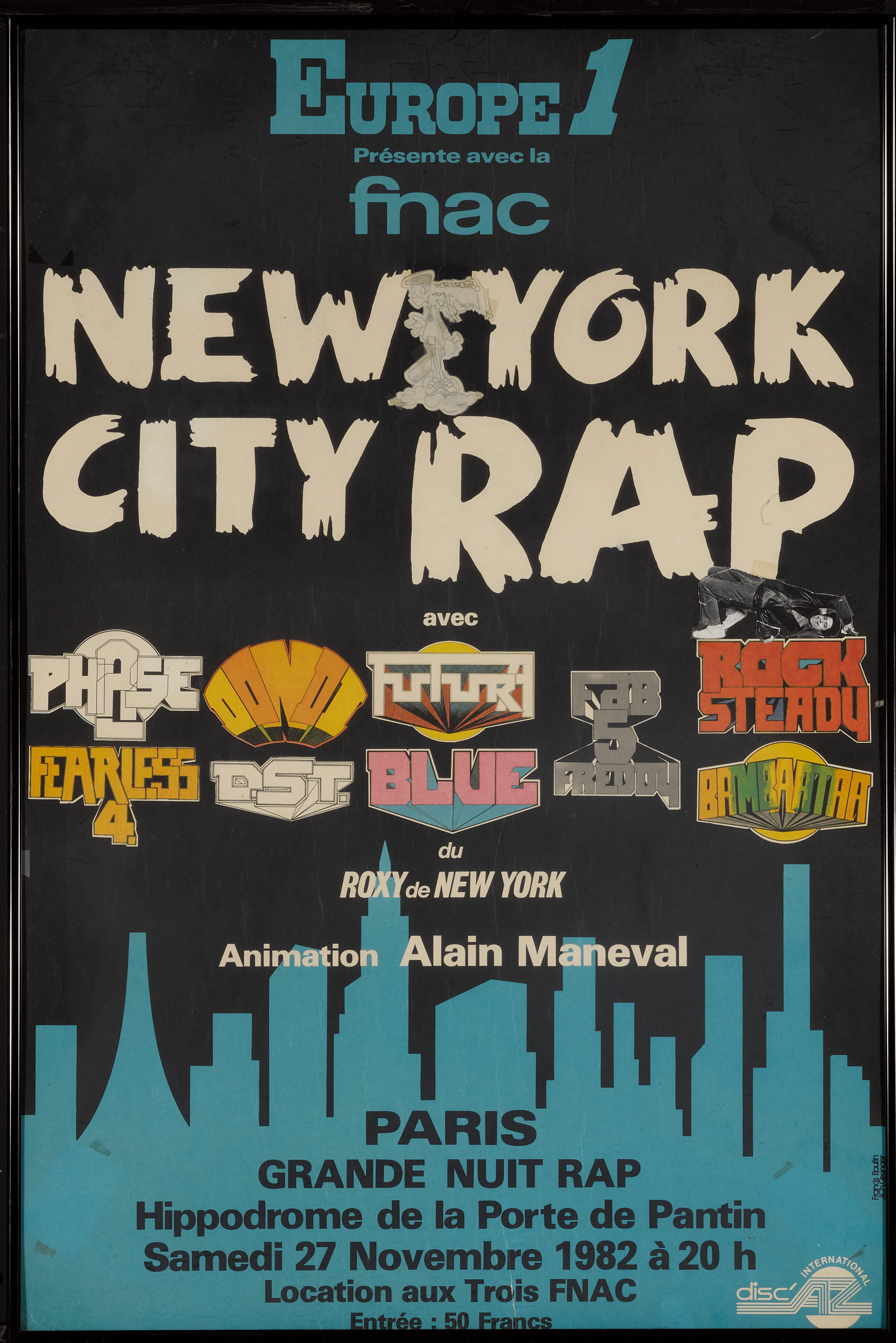 Crazy Legs' ultra-rare customized French New York City Rap Tour poster, [1982]