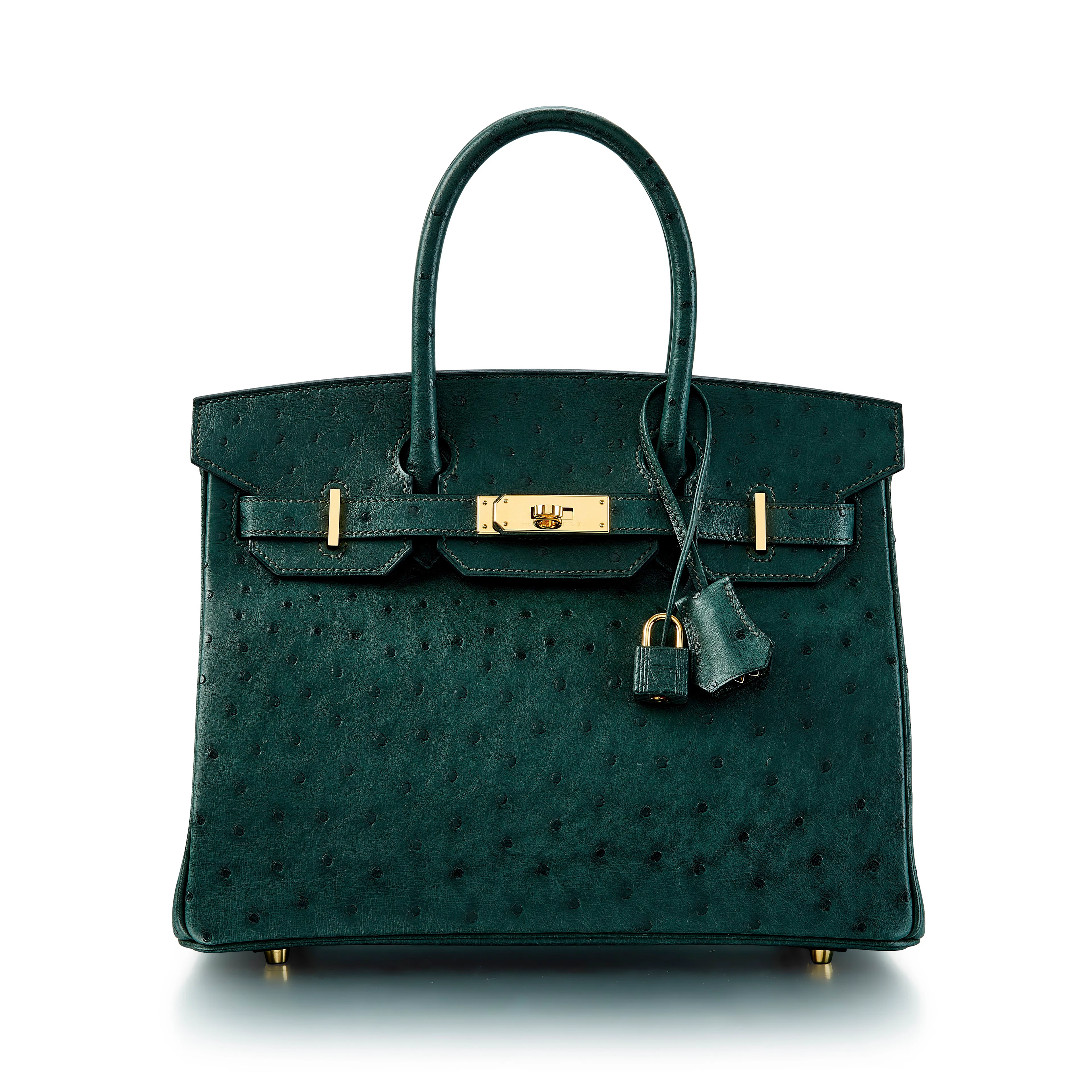 Vert Titien Ostrich Birkin 30 Gold Hardware, 2020