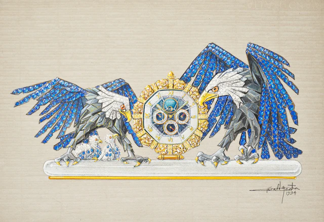 An original prototype design featuring the the Royal Eagle Family